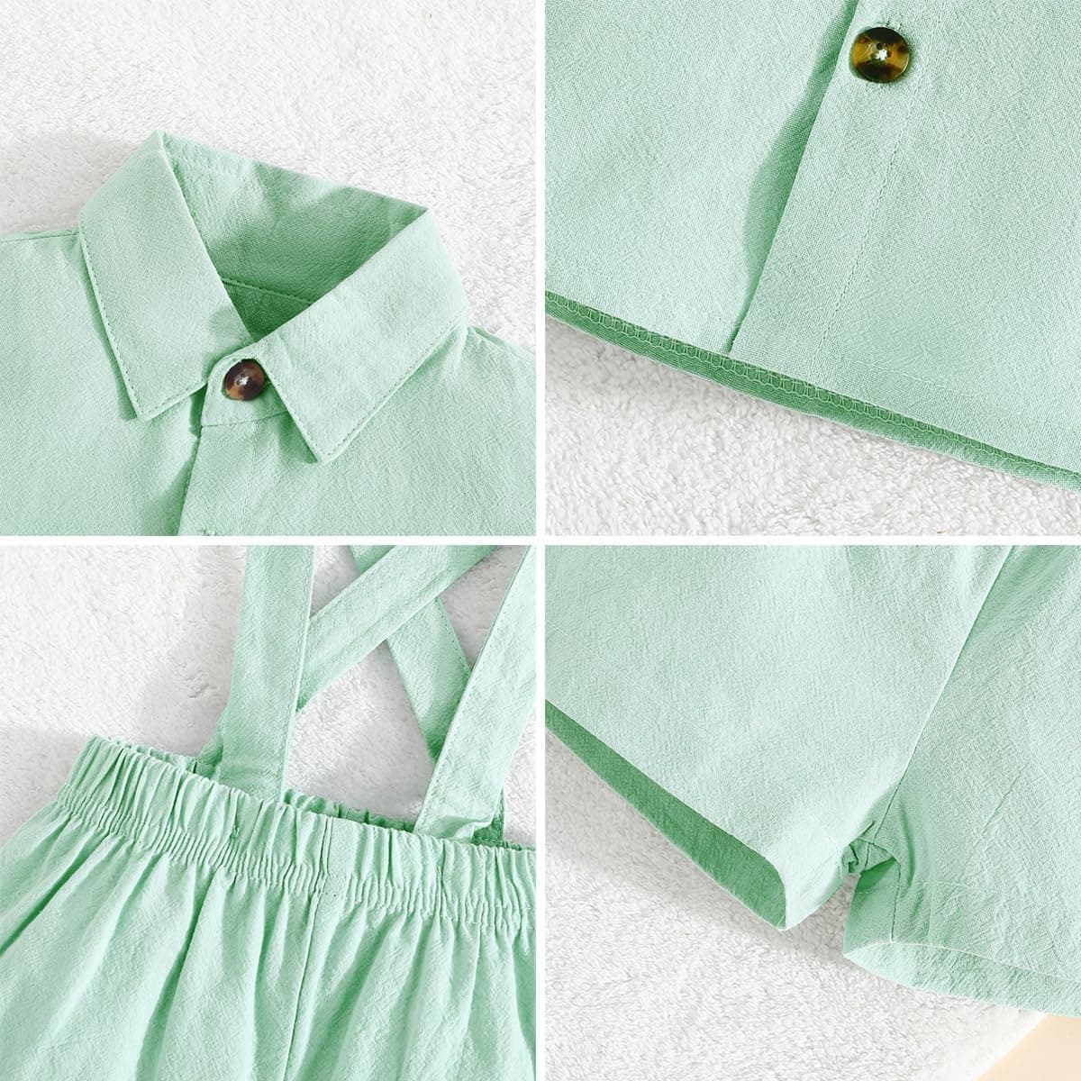 Toddler Baby Boy Baptism Christening Outfit Bowtie Dress Shirt Suspenders Shorts Vest Wedding Formal Suits