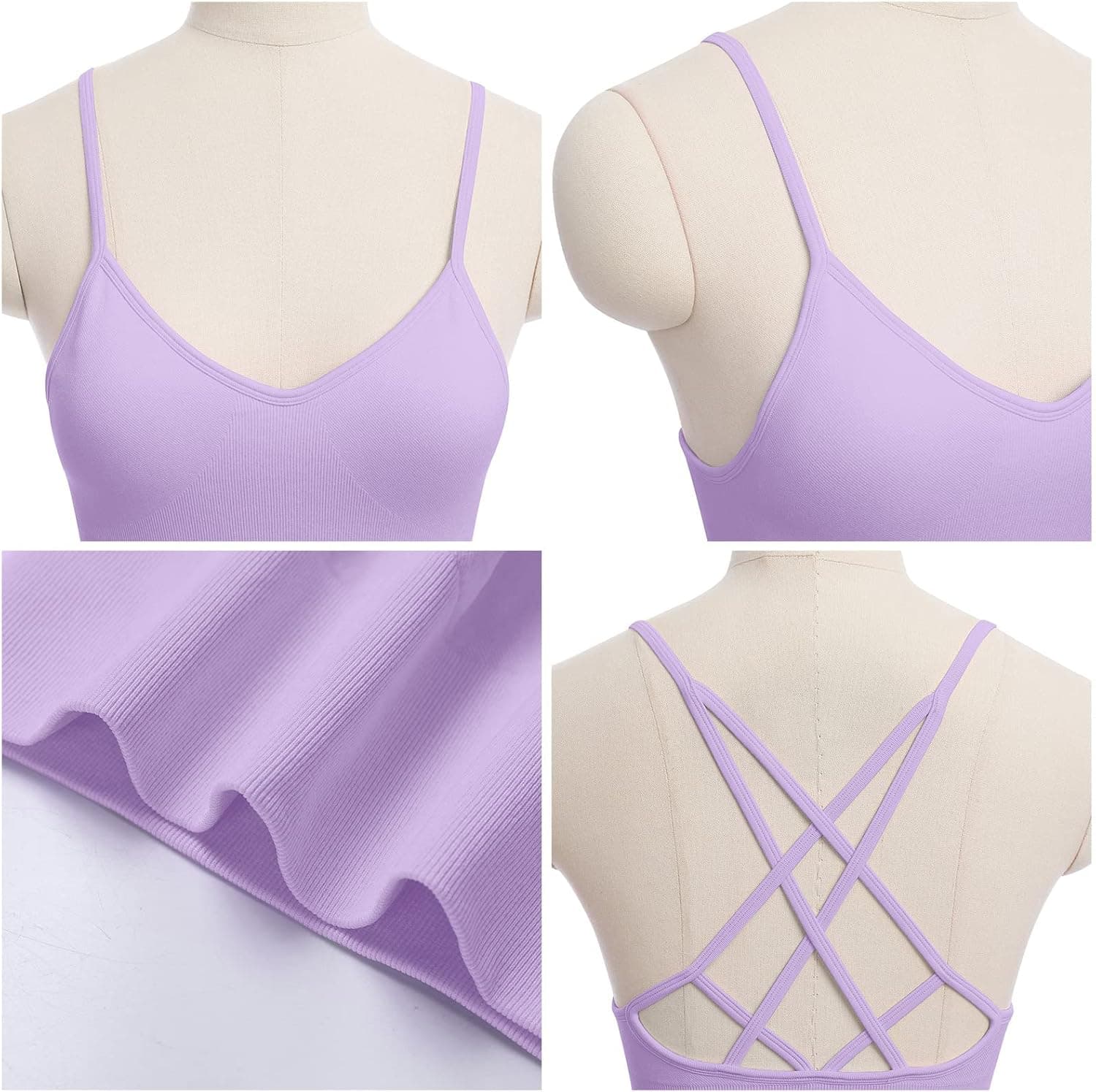 Seamless Workout Sets for Women Criss-Cross Back Strappy Sports Bras High Waist Biker Shorts 2 Piece Gym Yoga Outfits