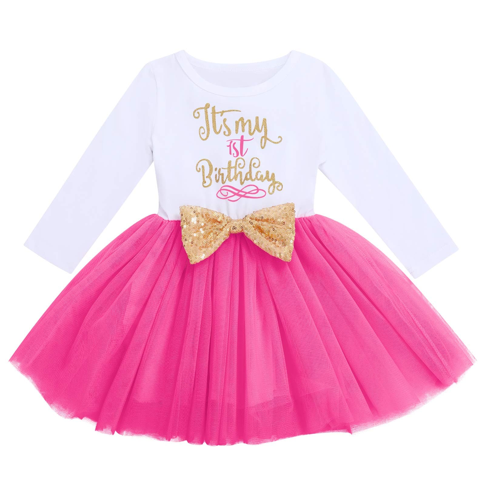 ODASDO Toddler Girls 1st/2nd/3rd Birthday Long Sleeve Tutu Princess Dresses