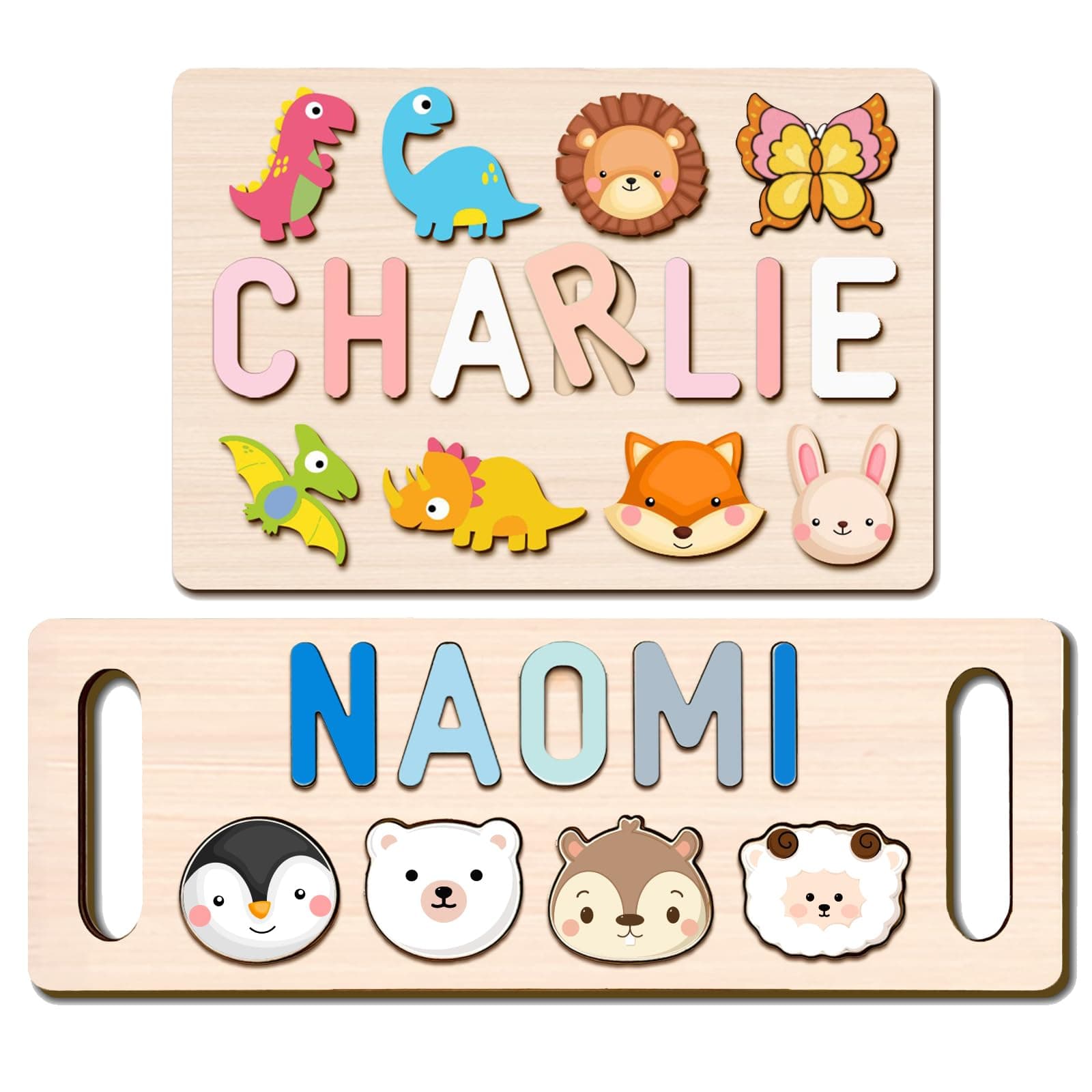 Personalized Name Puzzle for Kids - Custom Wooden Puzzle for Baby Easter Gifts with Engraved Text - Perfect 1st Birthday Gift for Toddler Boys and Girls