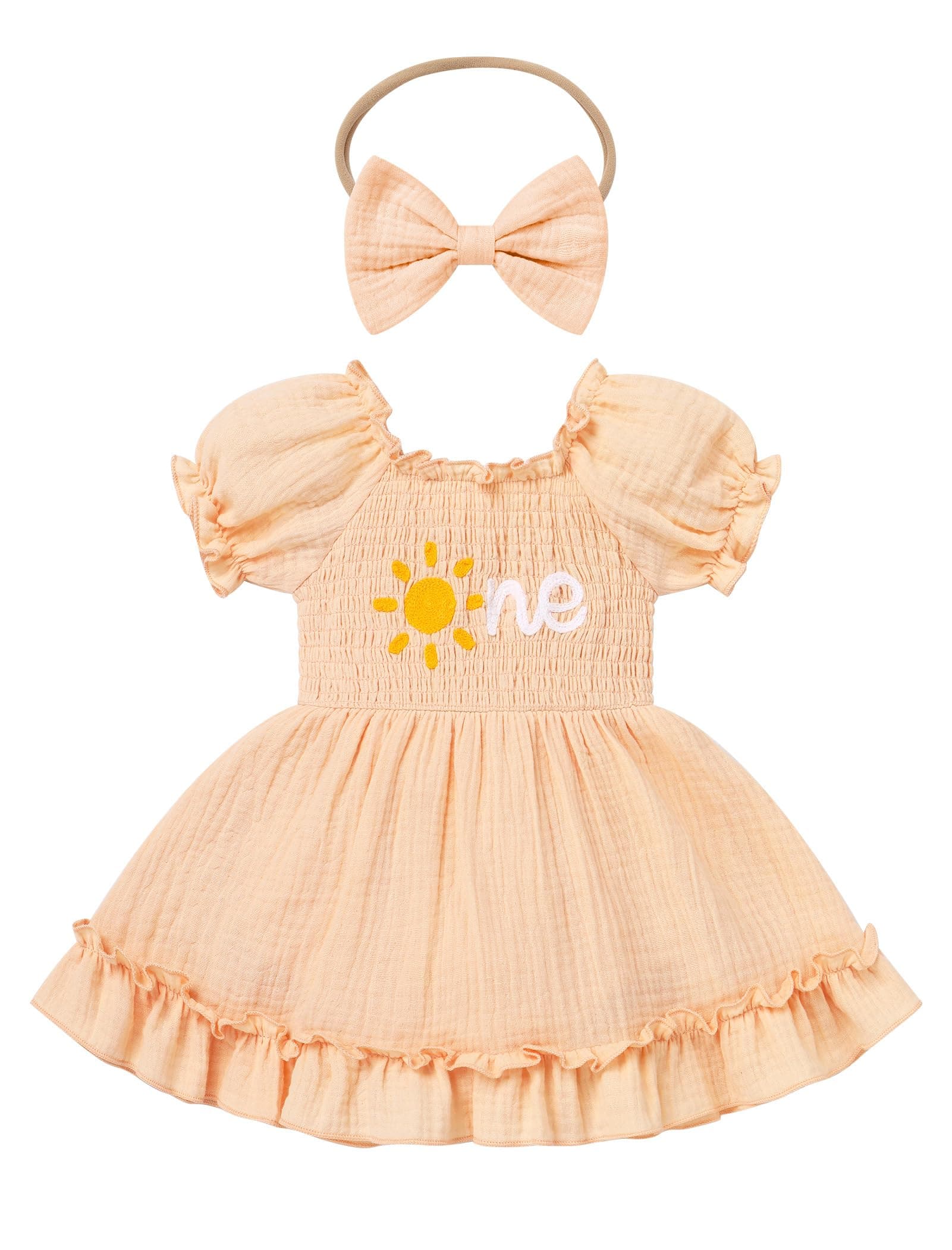 IMEKIS Baby Girl Half 1st Birthday Smocked Strawberry Dress