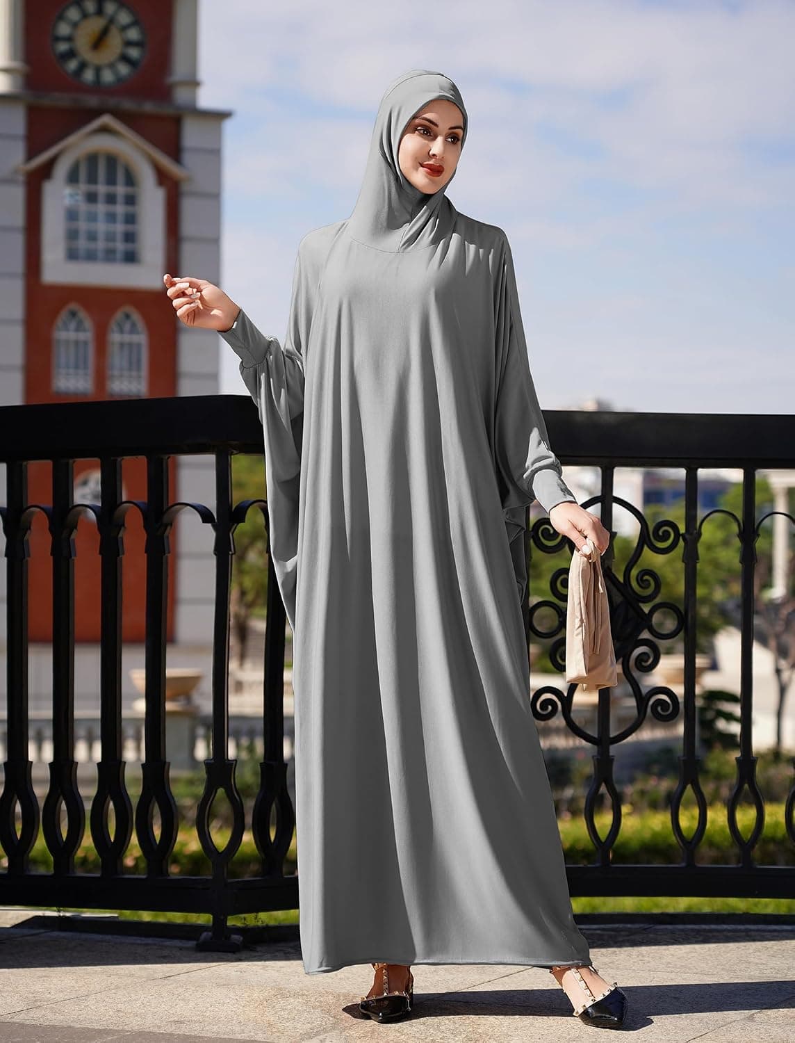One-piece Muslim Abaya Prayer Hijab Dress Kaftan Islamic Long Sleeve Islamic Jilbab Cover Up Praying Modest Dress Robe
