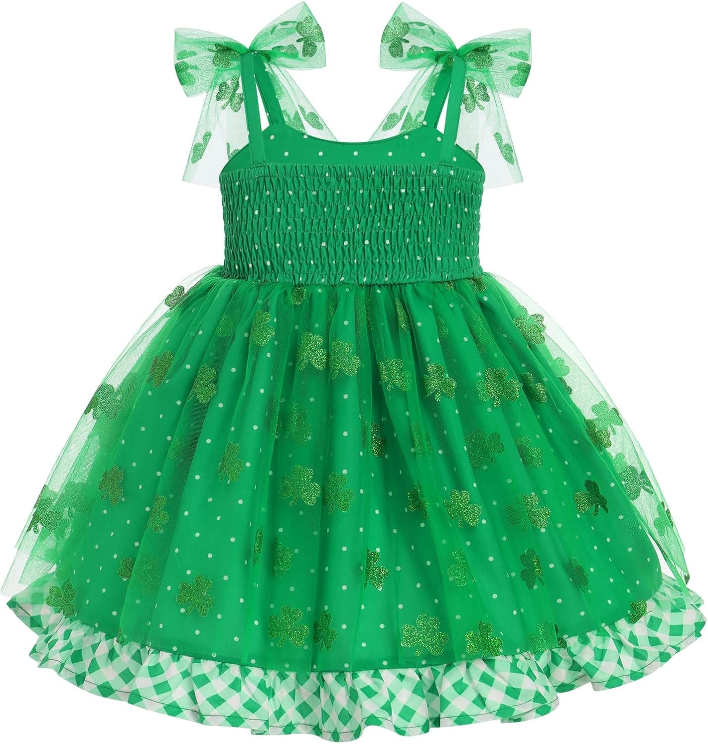 Toddler Kids Girl St Patricks Day Dress Shiny Shamrock Confetti Tutu Birthday Party Photo Shoot Outfit 1-6T