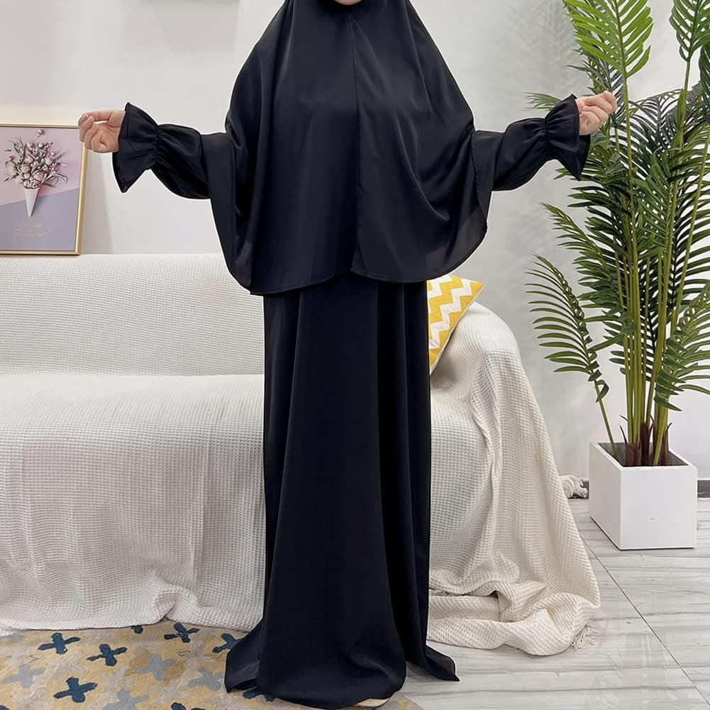 Women Muslim Abaya Modest Prayer Dress with Hijab Middle East Arabian Robe Islamic Dubai Outfit