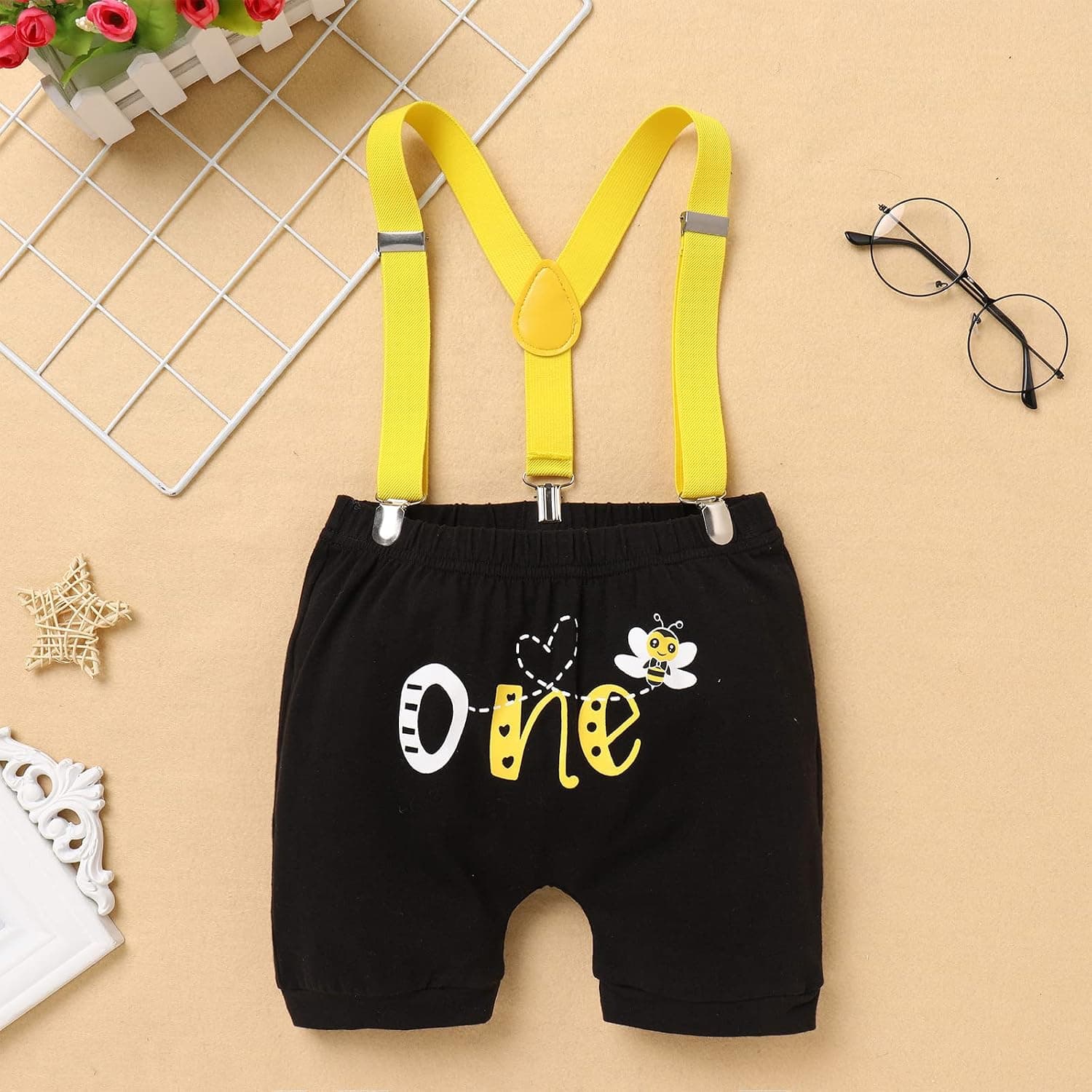 Baby Boy Circus 1st Birthday Cake Smash Outfit Bowtie Romper + Shorts + Suspenders + Headband Carnival for Photo Props