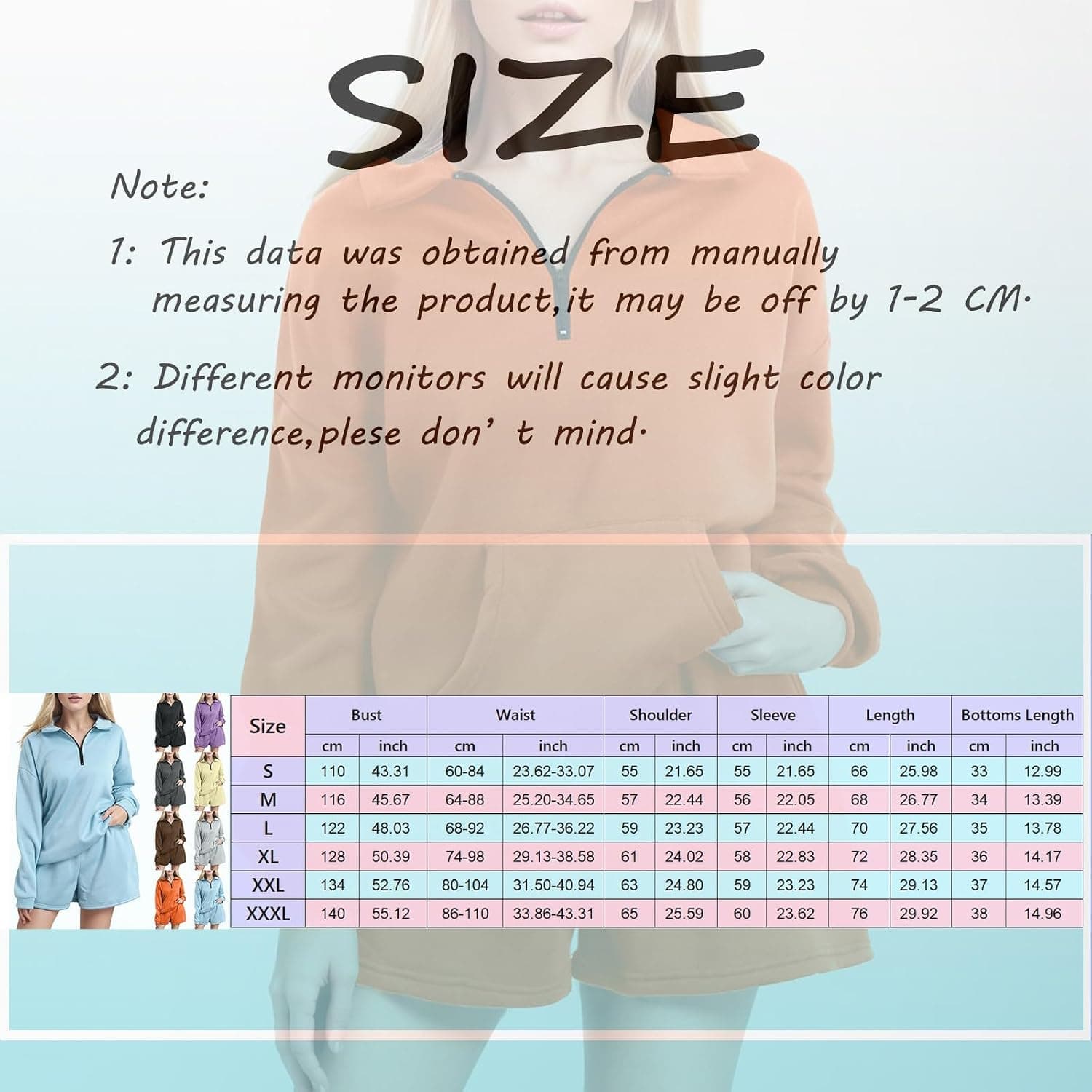 plus Size Swimwear Bikini Women Fashion 2 Piece Outfits Sweatsuit Oversized Half Zip Sweatshirt Short Set Wear