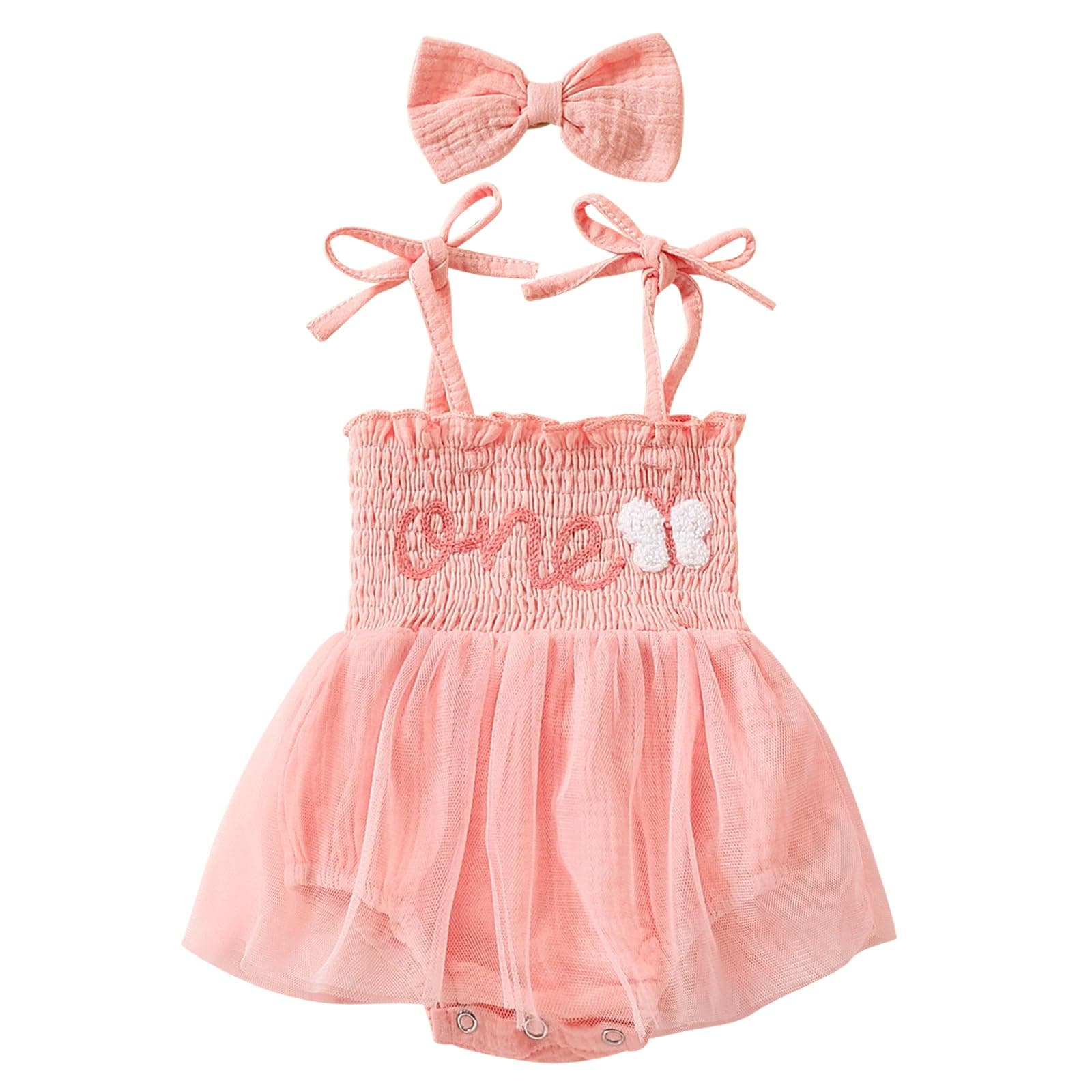 Baby Girls 1st Birthday Romper Tutu Dress - One Year Old Party Outfit