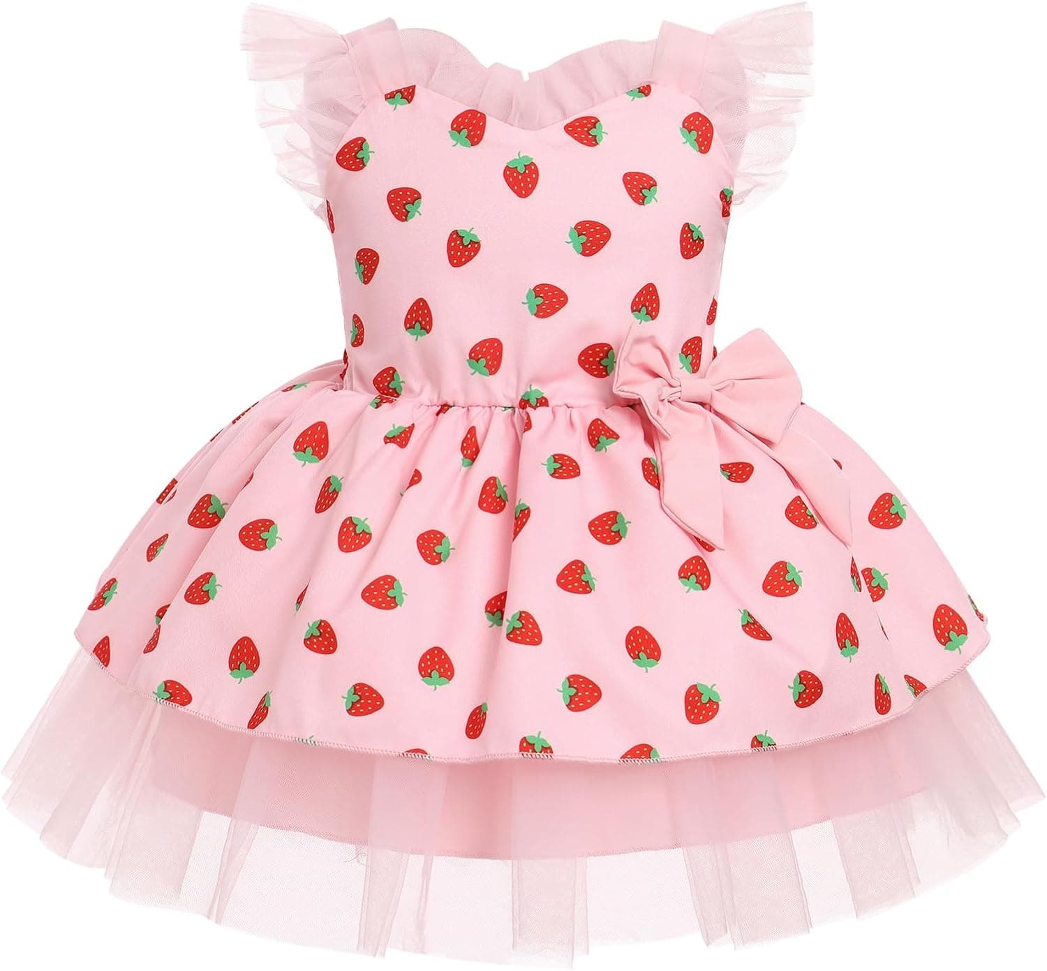 Toddler Girls Birthday Dress Cow Strawberry Shiny Confetti Tulle Princess Party Dresses Cake Smash Photo Shoot