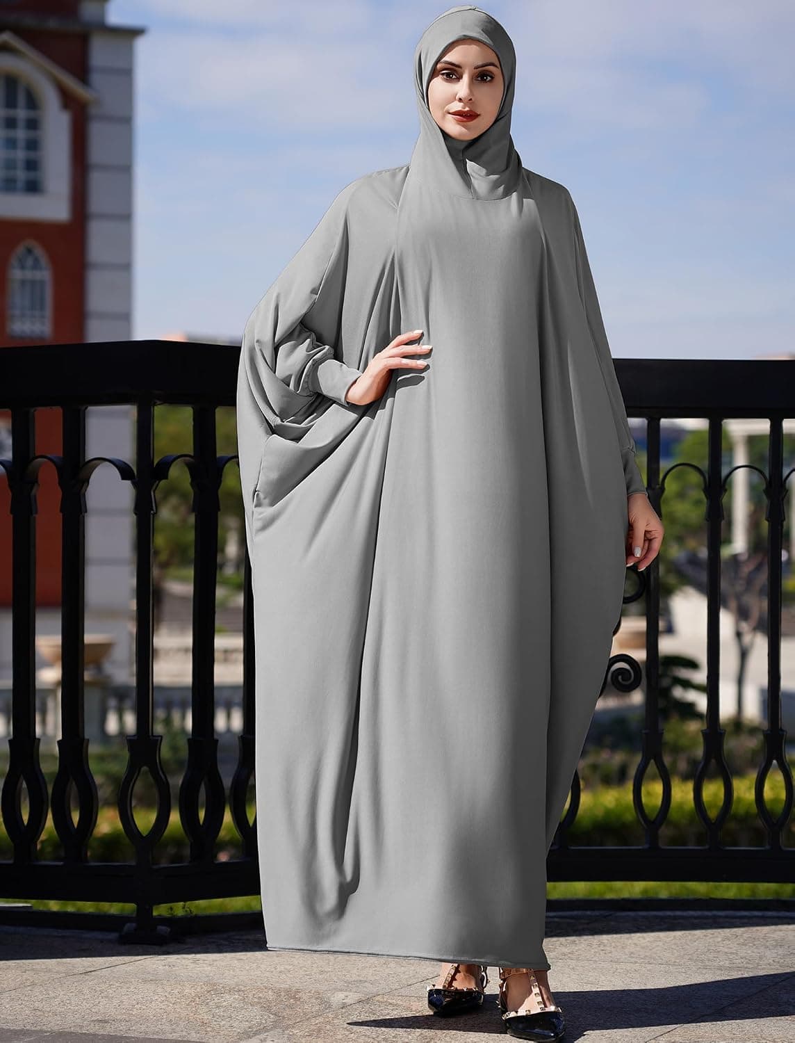 One-piece Muslim Abaya Prayer Hijab Dress Kaftan Islamic Long Sleeve Islamic Jilbab Cover Up Praying Modest Dress Robe