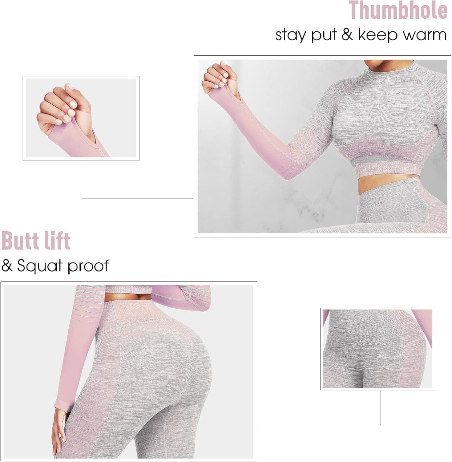 Workout Sets for Women 2 Piece High Waist Seamless Leggings and Crop Top Yoga Outfit