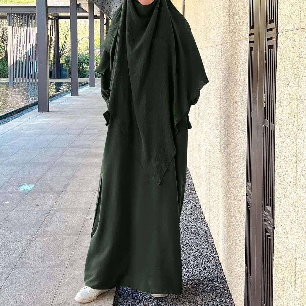 Women Muslim Abayas Modest Prayer Dress with Hijab Robe Islamic Dubai Middle East Dubai Kaftan Outfit Formal Clothes