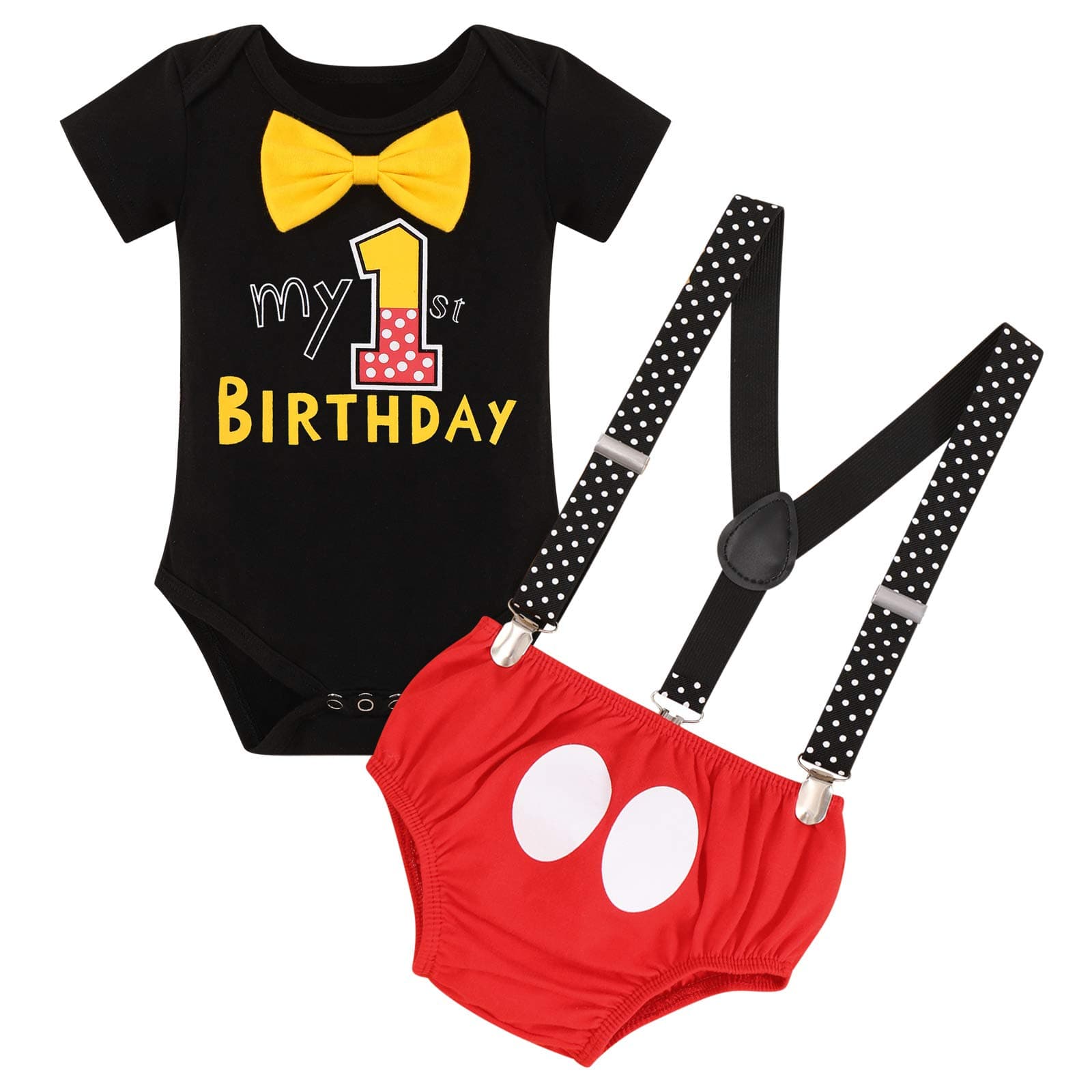IBTOM CASTLE Baby Boys First Birthday Cake Smash Outfit Gentleman Tuxedo Clothes Set