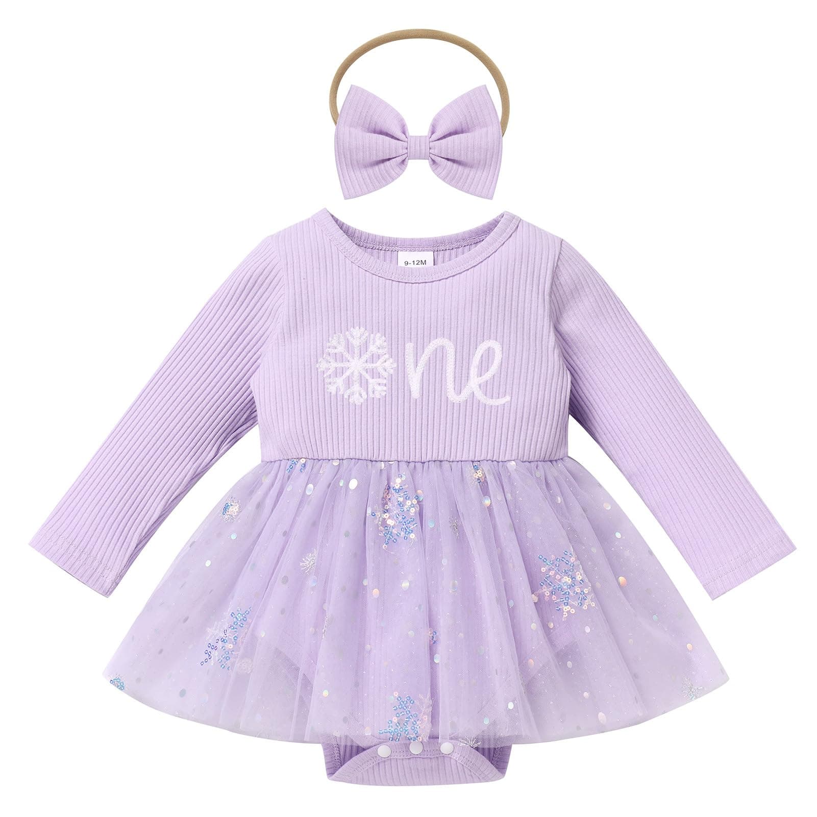 Baby Girl 1st Birthday Outfit: Pumpkin & Snowflake Romper
