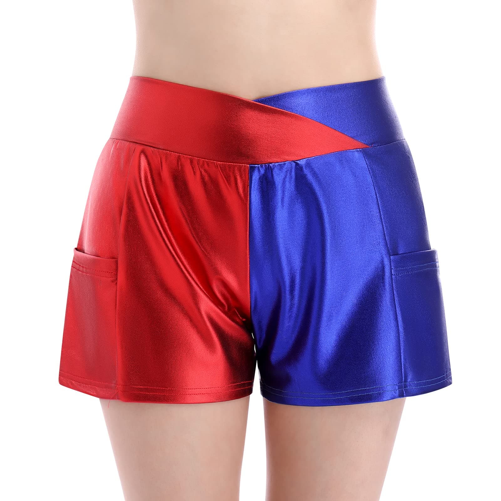 Metallic Rave Shorts for Women - Shiny Hot Pants Disco Dance Bottoms Halloween Cosplay Clubwear