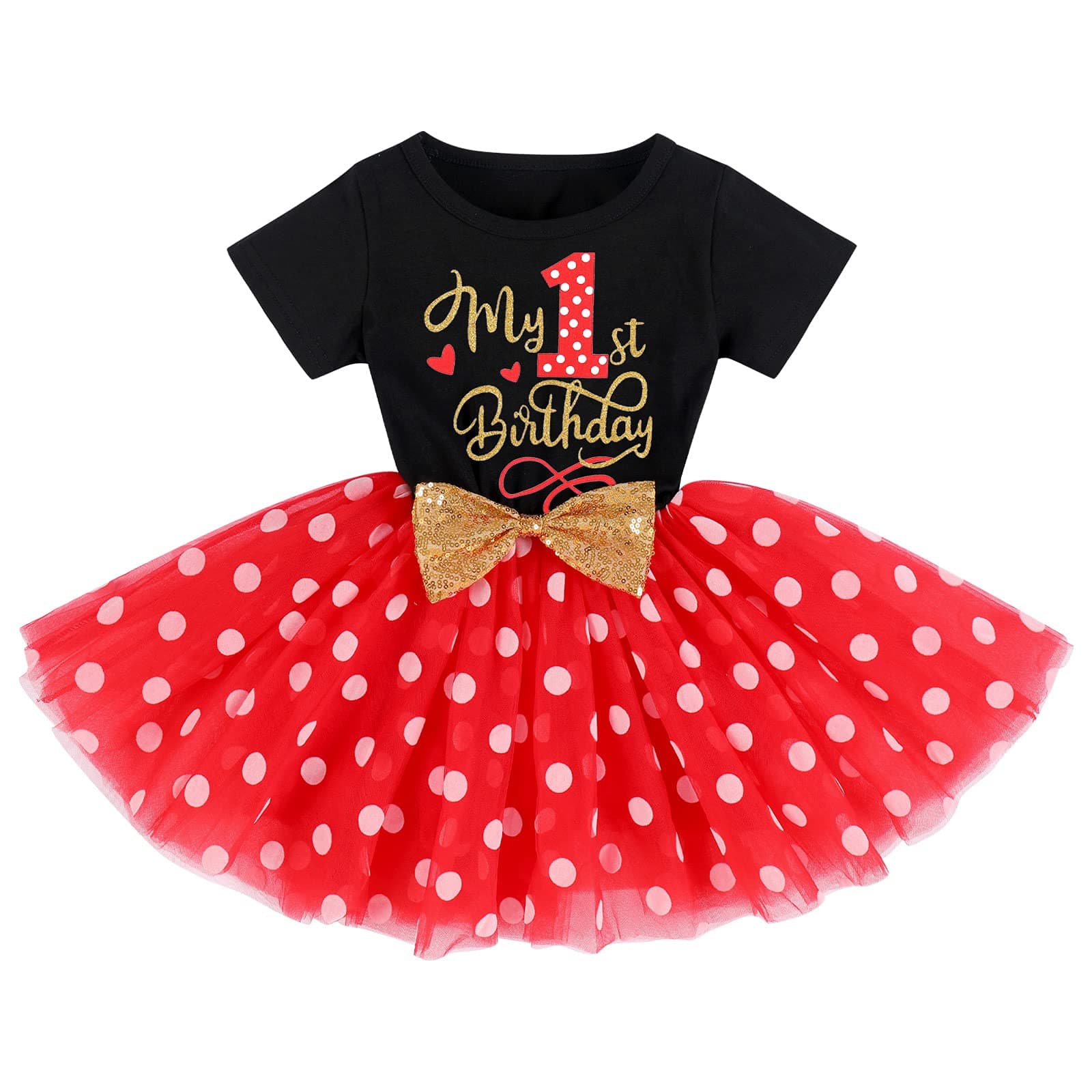 IMEKIS Baby Girls Polka Dots Tulle Tutu Dress for 1st 2nd Birthday Party