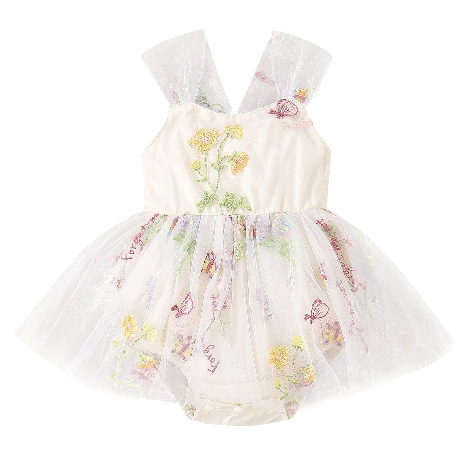 Newborn Baby Girl 1st Birthday Floral Lace Romper Dress for Cake Smash Photo Shoot