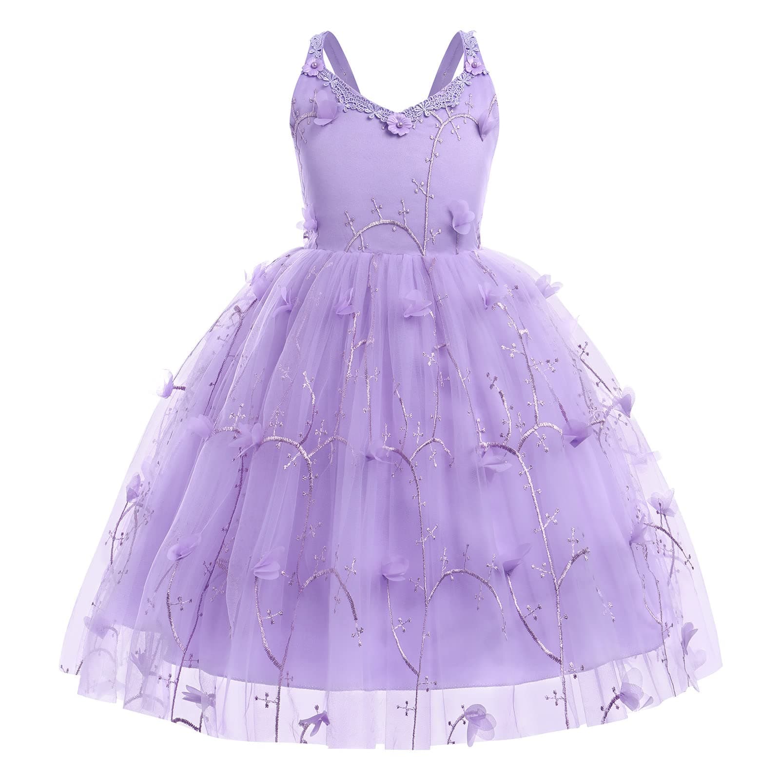 IDOPIP Backless Tulle Flower Girl Dress for Princess Birthday Weddings Bridesmaids