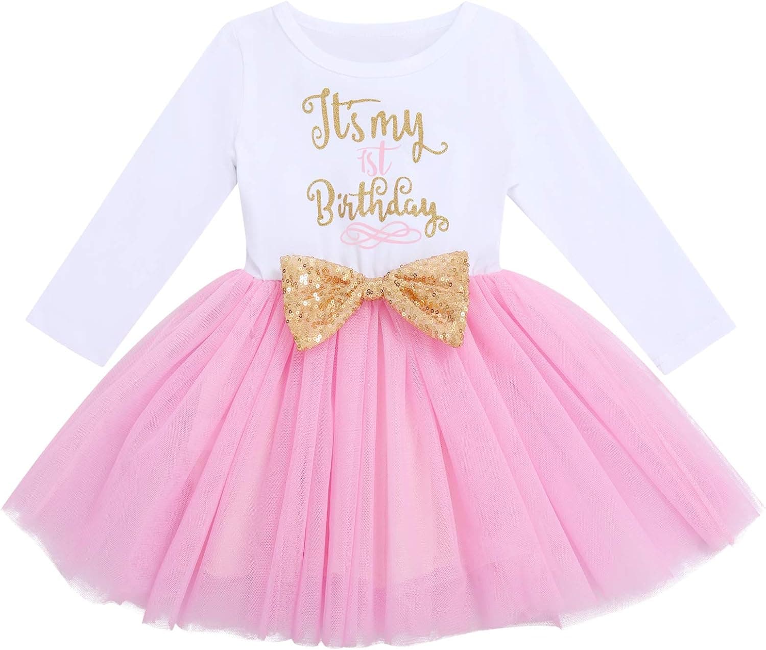 Baby Girl 1st 2nd 3rd Birthday Outfit Mouse Dress Polka Dots Tutu Skirt Cake Smash Long Sleeve Clothes for Photo Shoot
