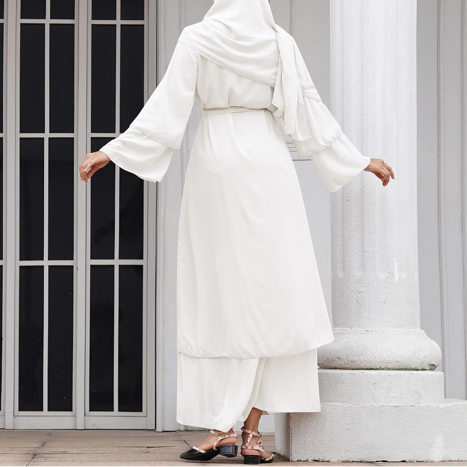 Women Muslim Abaya Chiffon Long Sleeve Maxi Dress Loose Full Cover East Arabian Robe Dubai Islamic Prayer Clothes