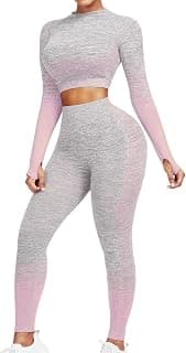 Workout Sets for Women 2 Piece High Waist Seamless Leggings and Crop Top Yoga Outfit