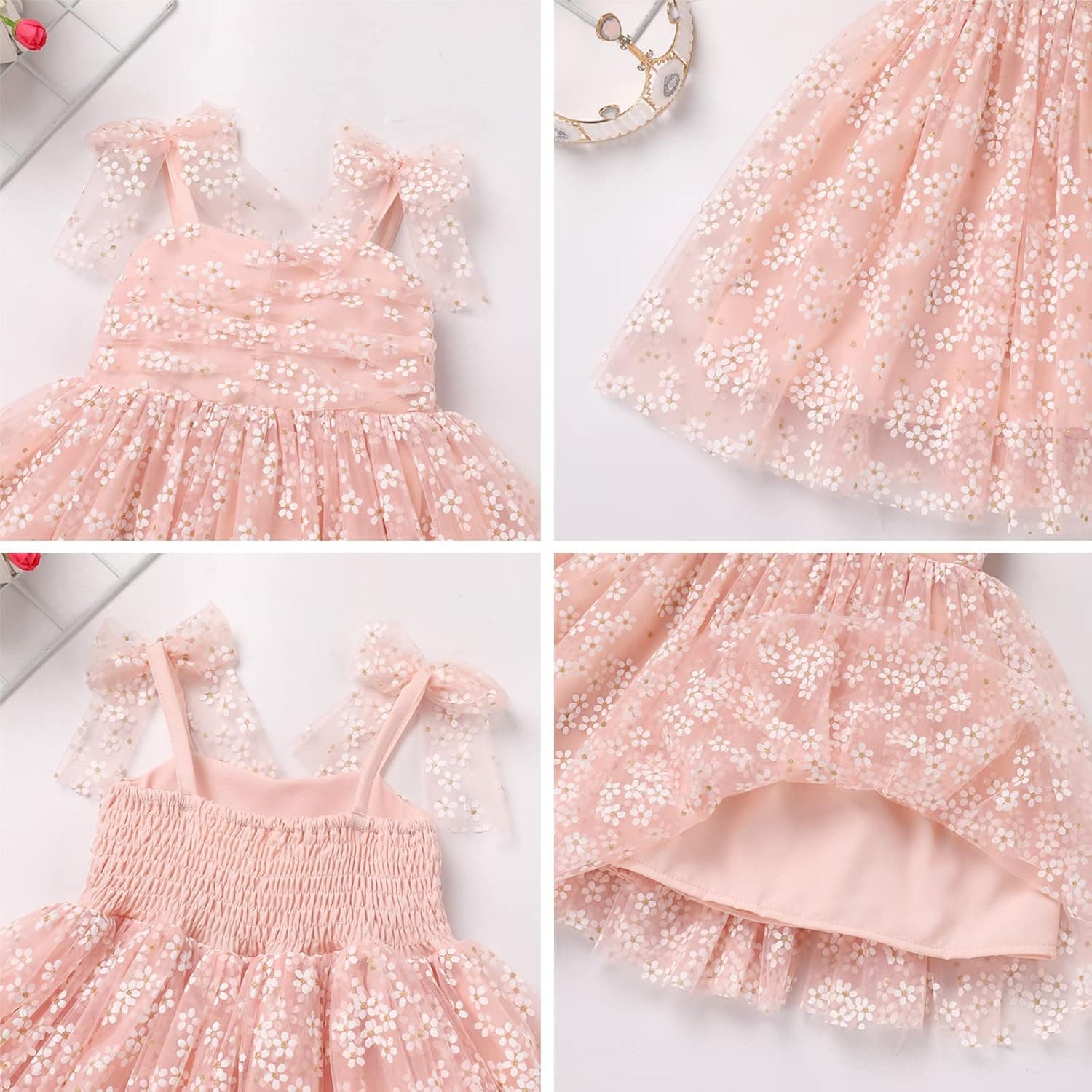 Toddler Baby Girl Birthday Princess Dress Shiny Confetti Boho Rainbow Cake Smash Photo Shoot Outfit for 1-6T