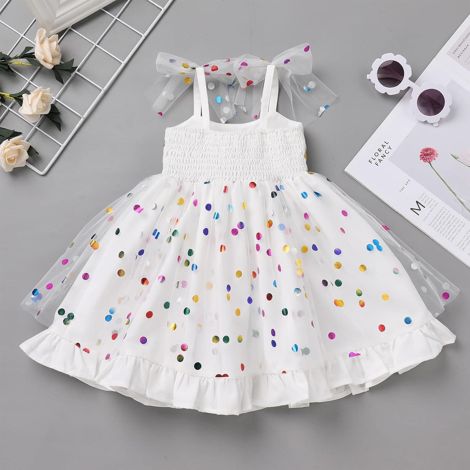Toddler Kids Girl Confetti Birthday Dress Shiny Party Princess Dresses Cake Smash Photo Shoot Outfit 1-6T