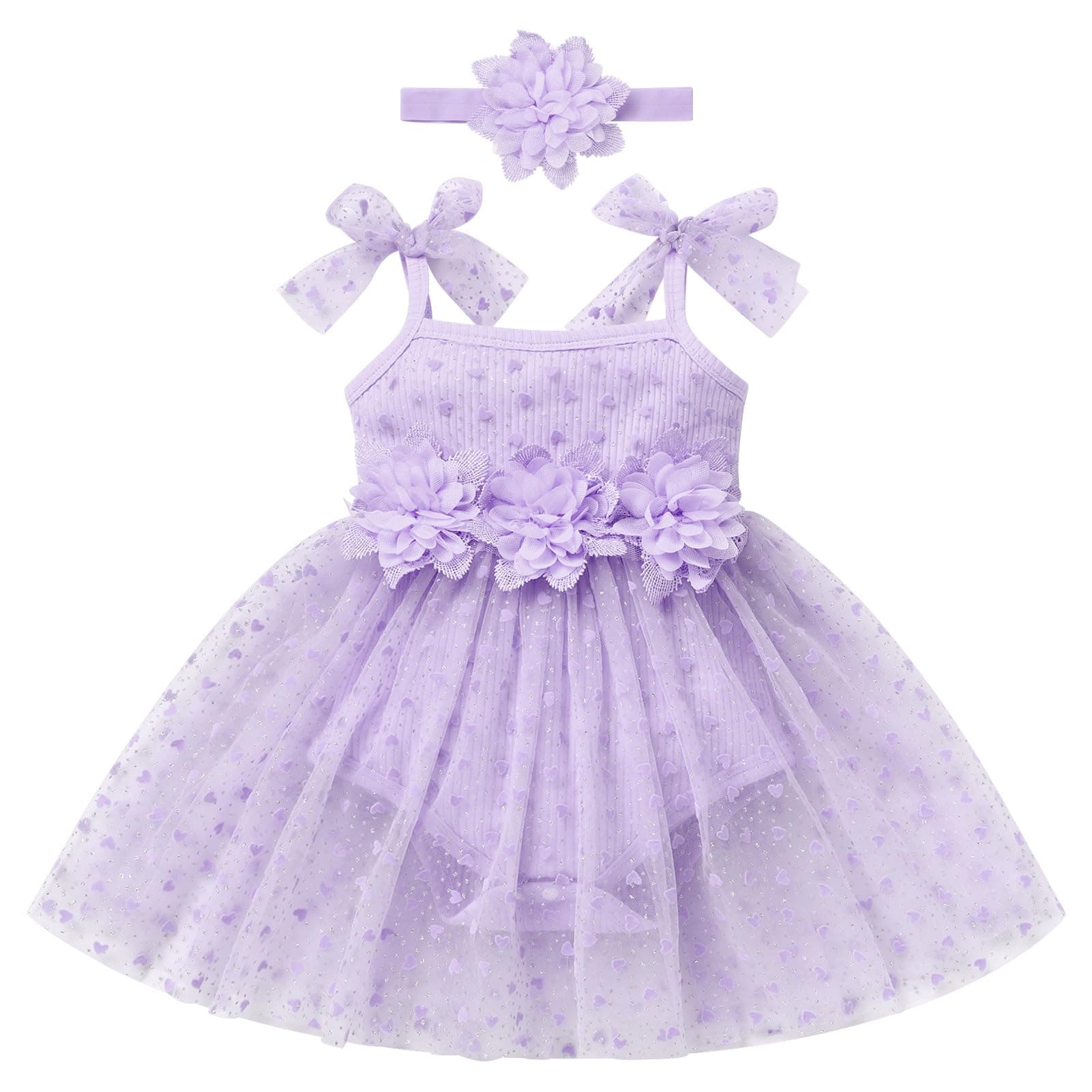 Newborn Baby Girl 1st Birthday Shiny Tulle Romper Dress