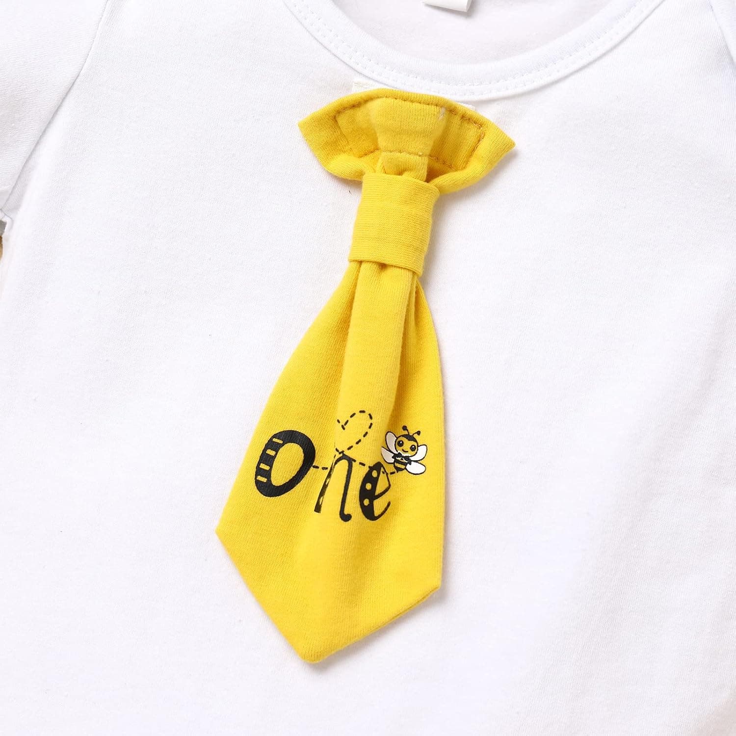 Baby Boys Bee 1st Birthday Outfit Cake Smash Romper Necktie + Shorts Pants + Crown Headband Clothes Set Photo Shoot