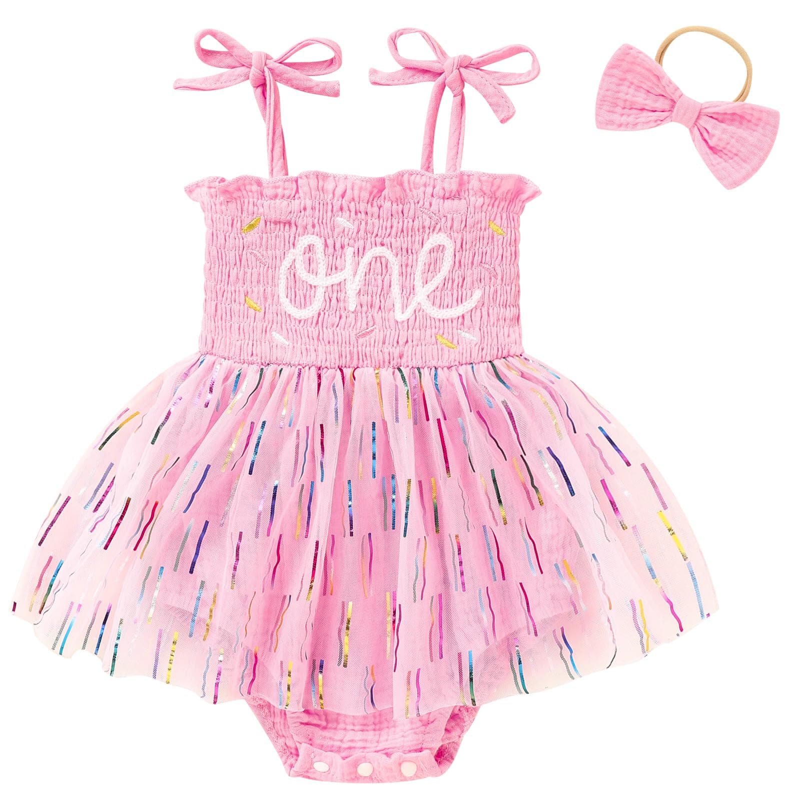 Cute 1-Year-Old Tulle Romper for Baby Girl Birthday Cake Smash