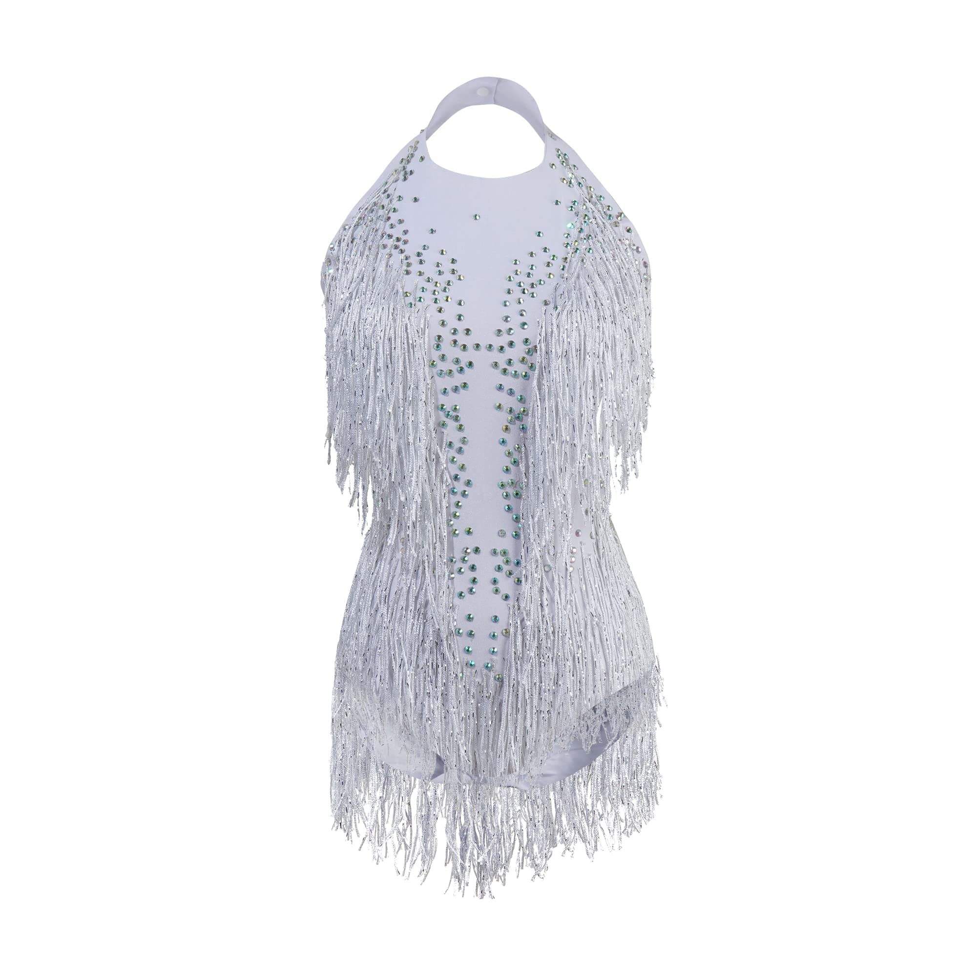 White Sparkle Rhinestone Bodysuit for Women Drag Queen Outfit - Dance Costume