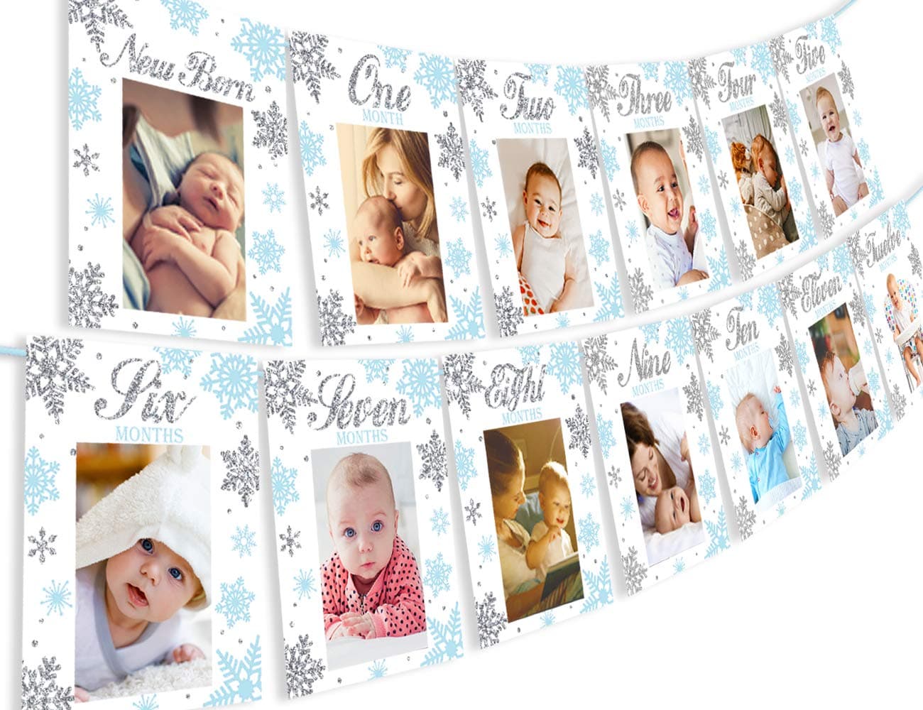 Kreatwow Snowflake Birthday Banner for Newborn to 12 Months
