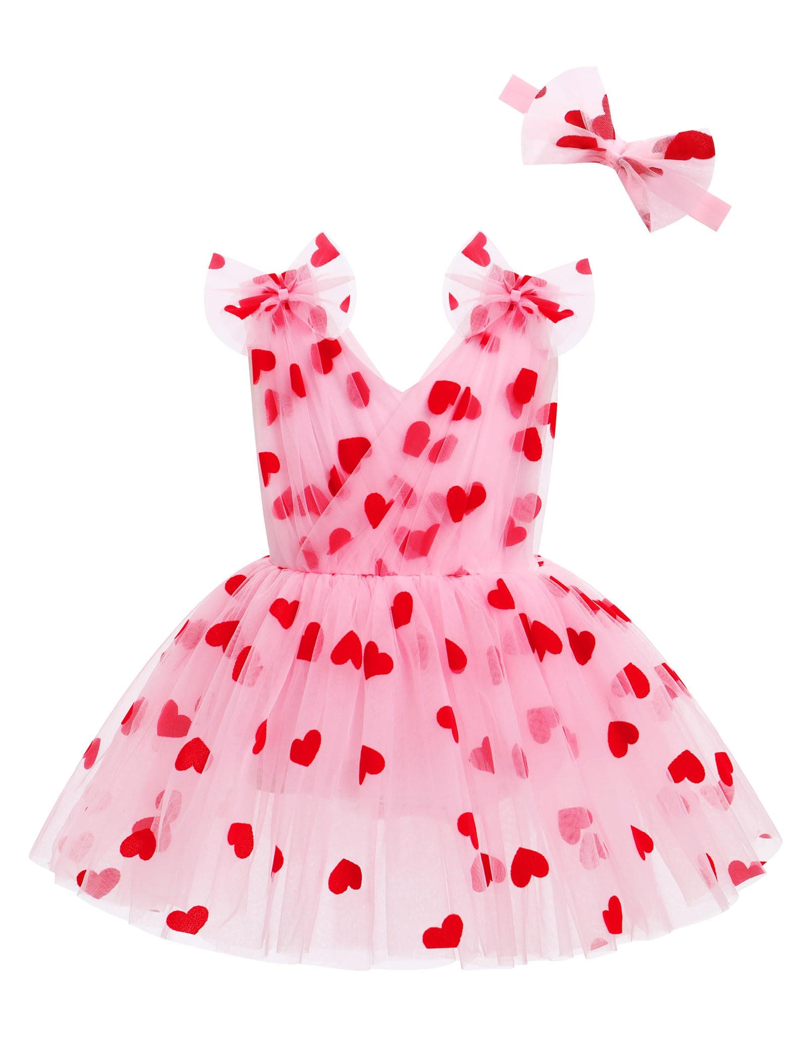 IMEKIS Pink Heart Strawberry Tulle Dress for Baby Girl Birthday Shoot