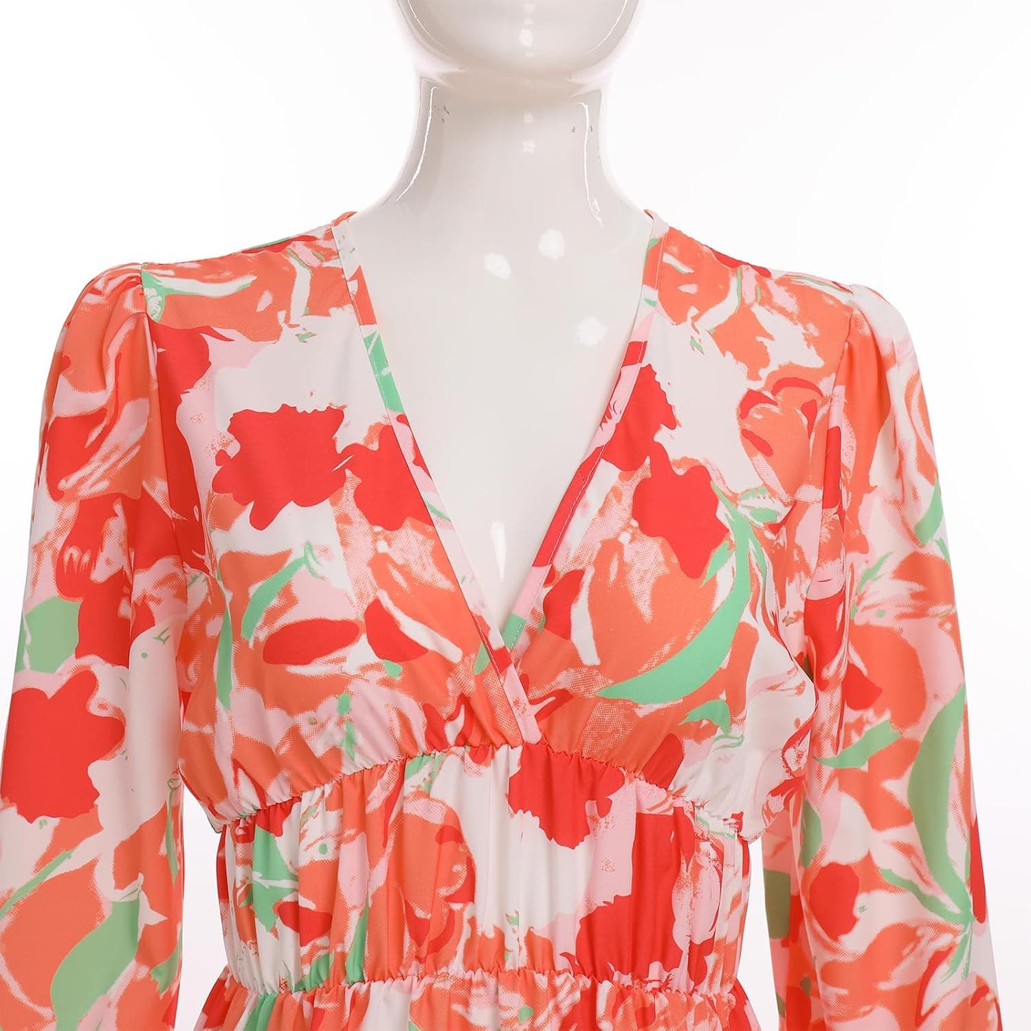 Causal Boho Dress for Women Long Sleeve V Neck Floral Printed Fall Maxi Dress Wedding Guest Formal Party Flowy Dresses