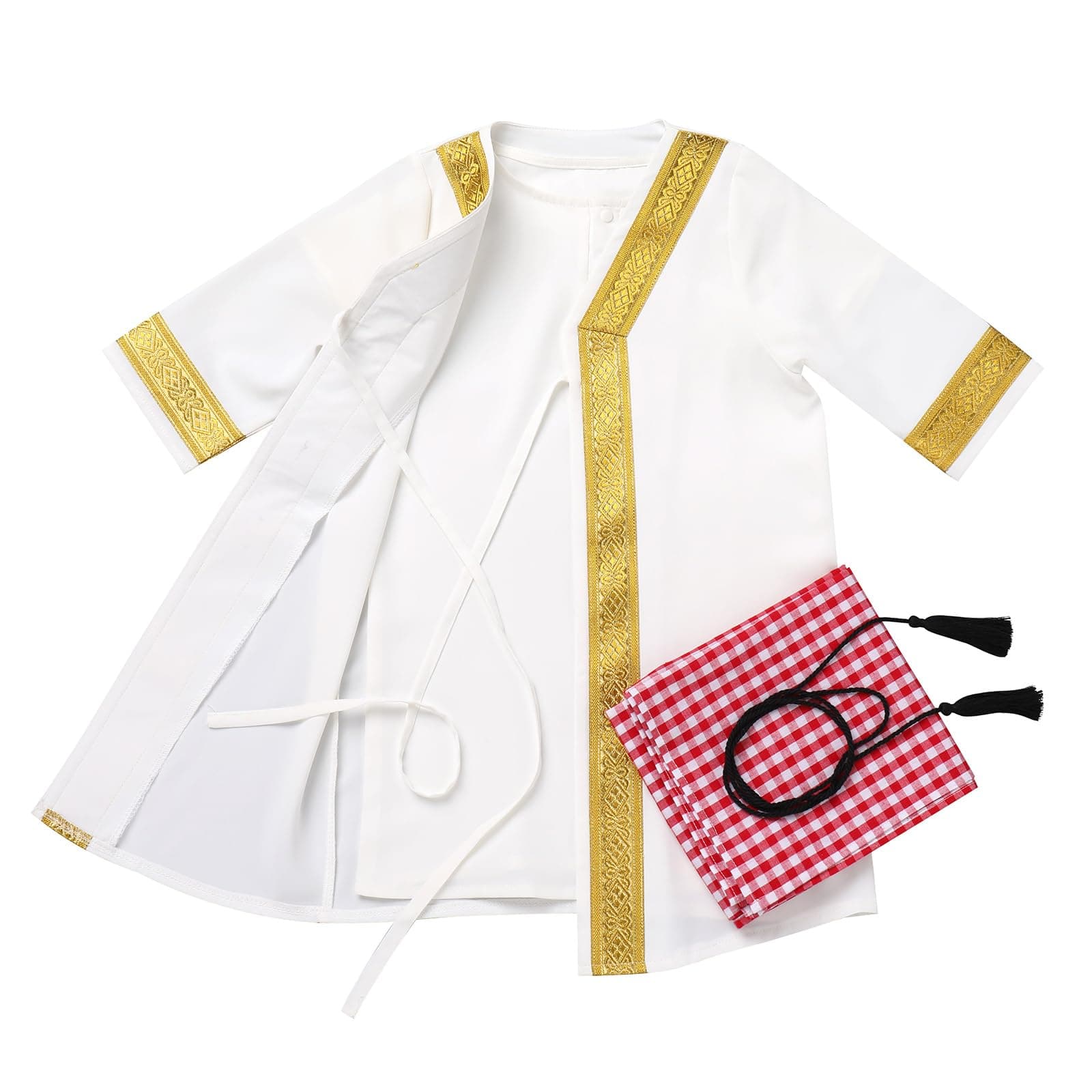 Newborn Baby Boys Islamic Abaya Set with Hijab and Golden Trimming