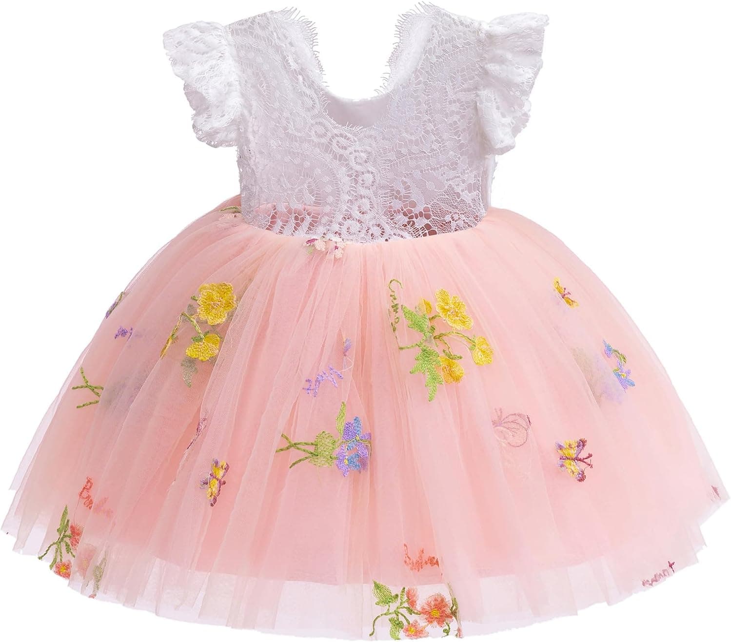 Toddler Baby Girl Boho Wedding Dress Princess Lace Backless Butterfly Birthday Dresses Cake Smash Photo Shoot