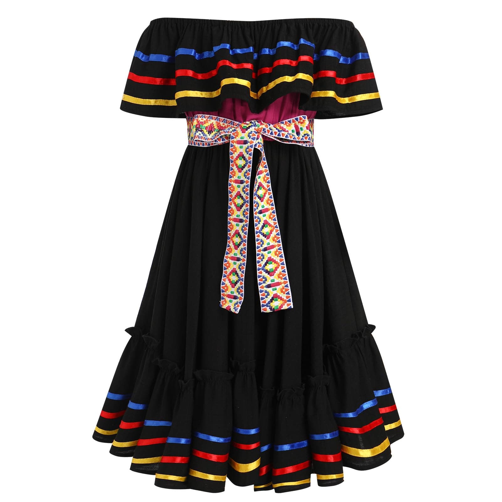 Toddler Kids Girl Mexican Traditional Embroidered Floral Dress