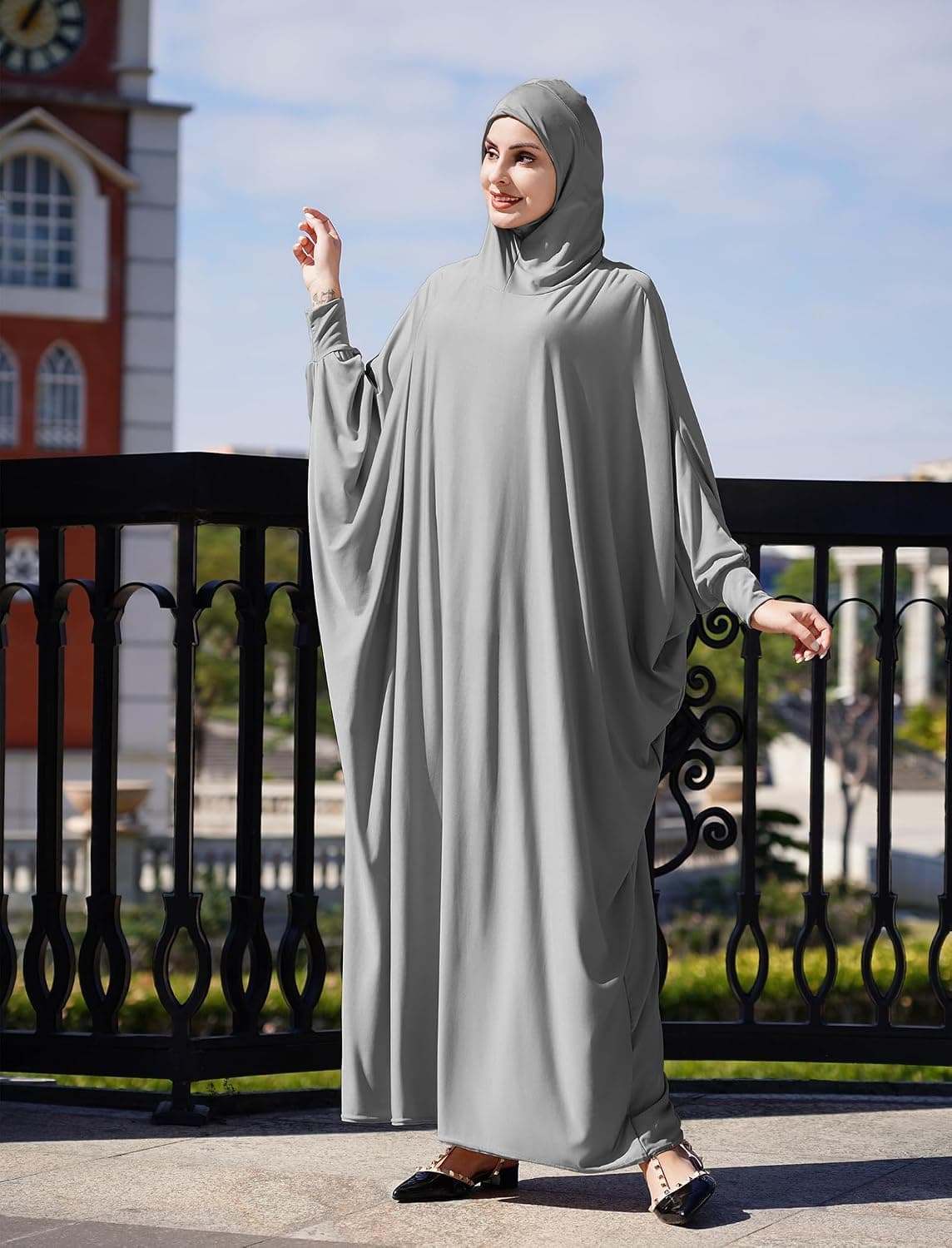 One-piece Muslim Abaya Prayer Hijab Dress Kaftan Islamic Long Sleeve Islamic Jilbab Cover Up Praying Modest Dress Robe