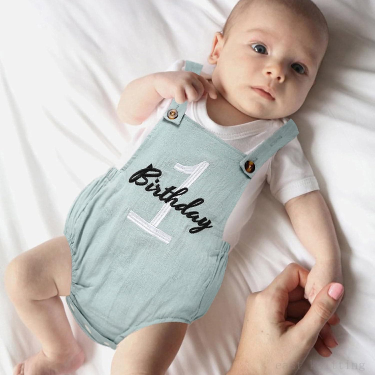 Baby Boys Girls 1st Birthday Romper Baby First Birthday Outfit Boy Solid Color Jumpsuit Cake Smash Outfit