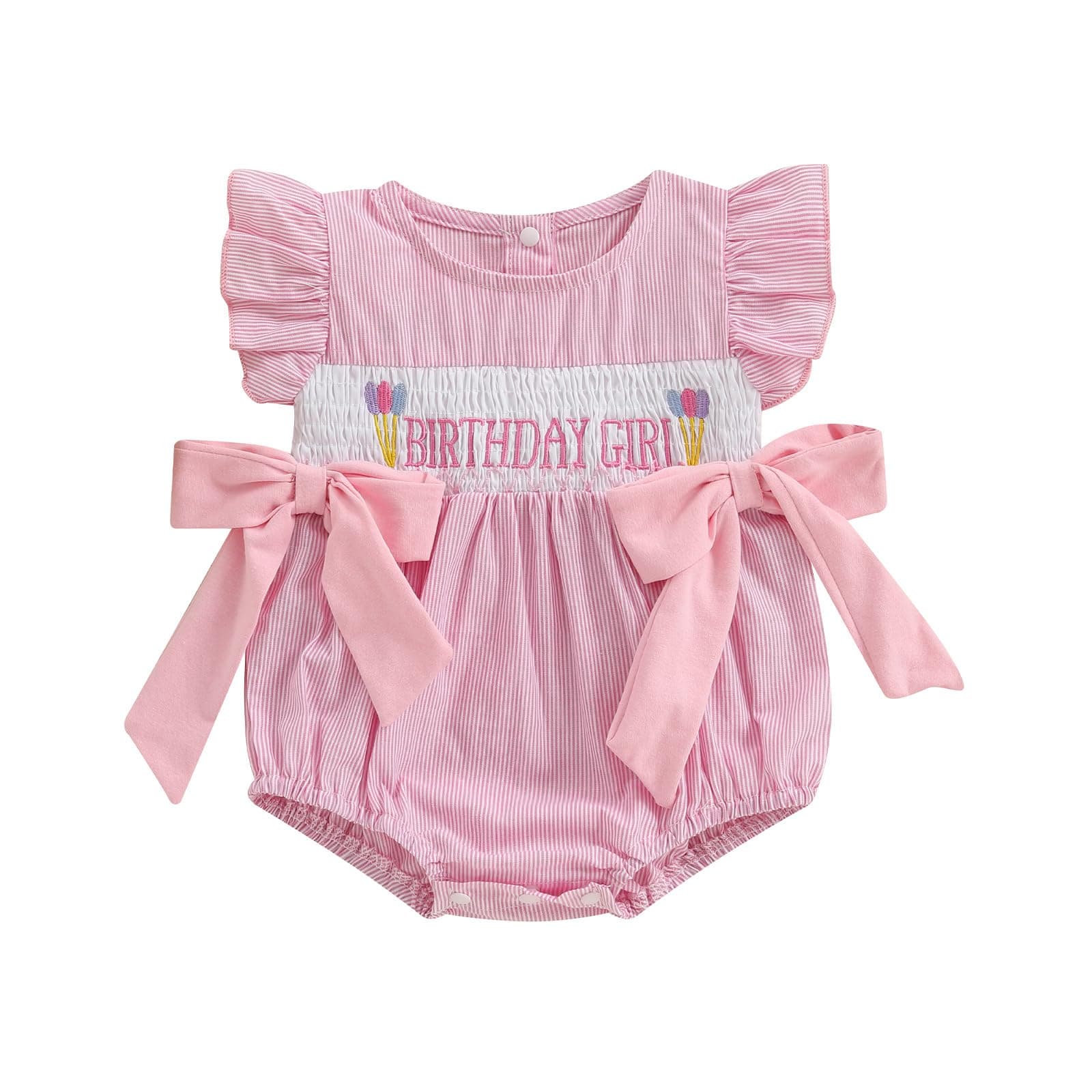 Xiaodriceee Baby Girl's First Birthday Outfit Smocked Bodysuit