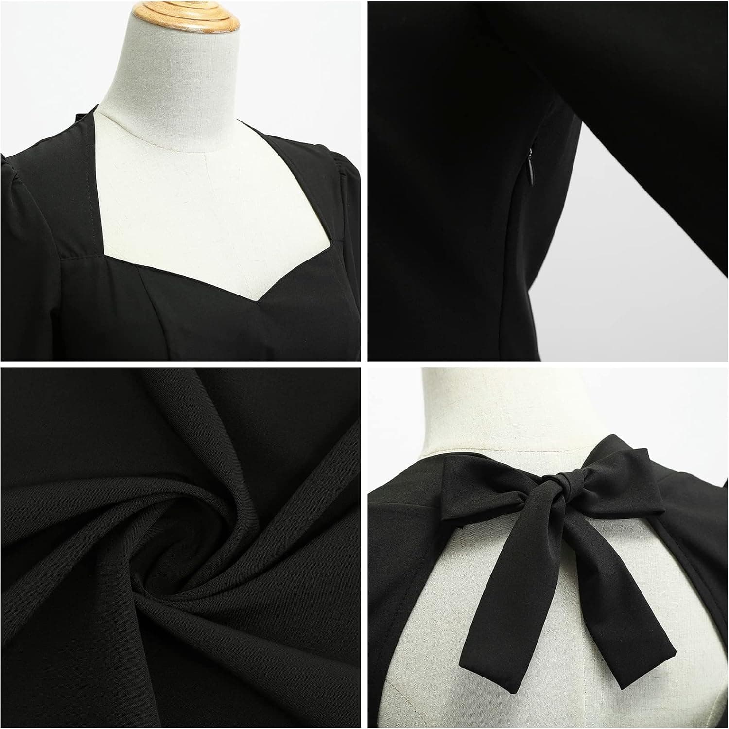 Women Vintage 1950s Retro Cocktail Party Swing Dress Elegant 3/4 Sleeve Sweetheart A Line Wedding Guest Dress