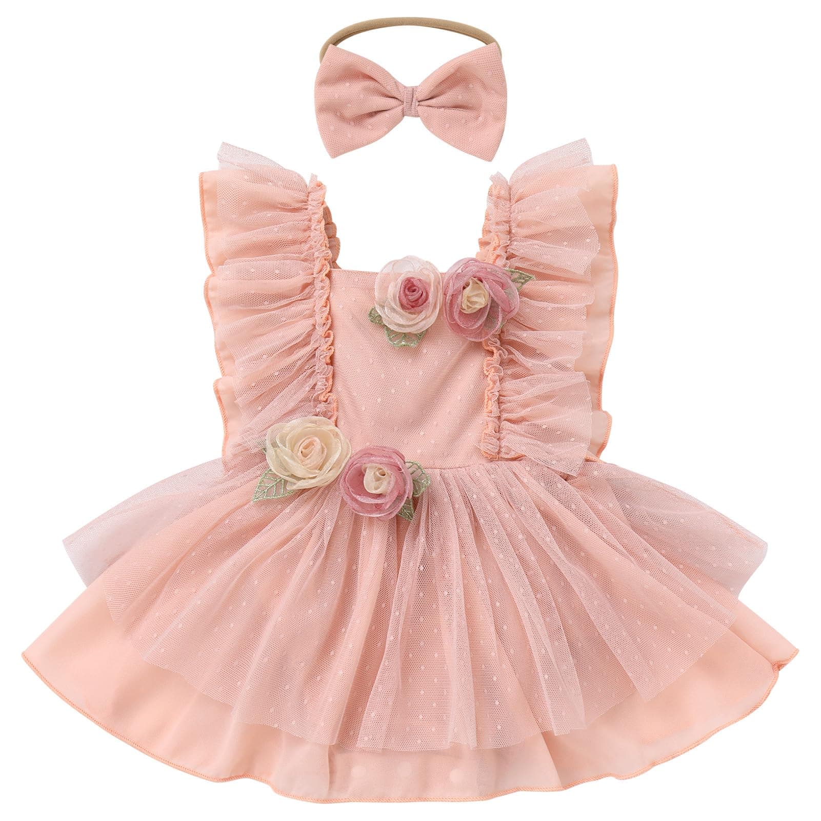 IMEKIS Baby Girls Butterfly 1st Birthday Boho Romper Dress with Headband