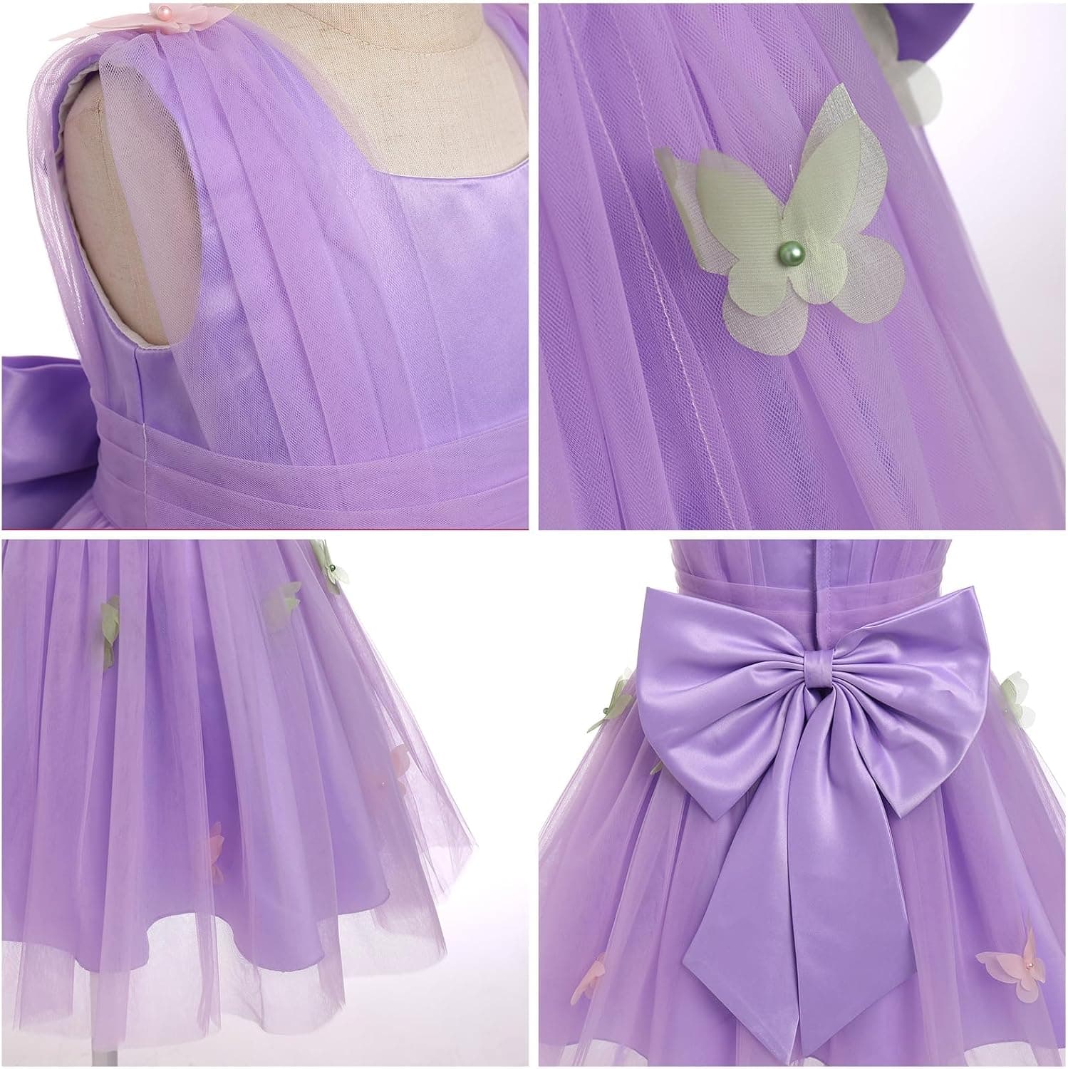 Toddler Baby Girls Butterfly Birthday Dress High Low Tulle Christening Formal Wedding Party Tulle Dresses Photo Shoot