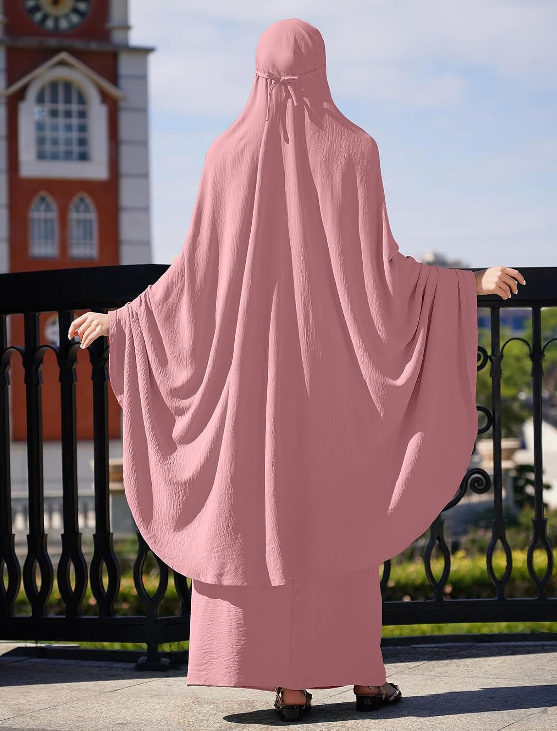 Muslim Ramadan Abaya Prayer Clothes For Women Two Piece Ramadan Hijab Dress and Loose Skirt Set Kaftan Islamic Robe
