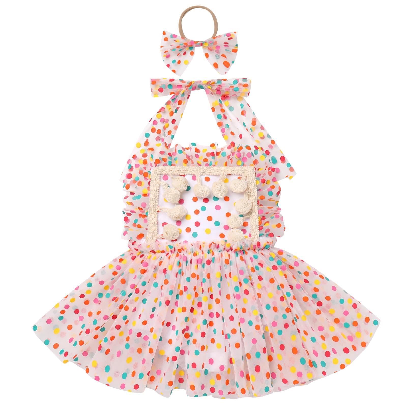 Toddler Baby 1st Birthday Confetti Daisy Romper with Headband