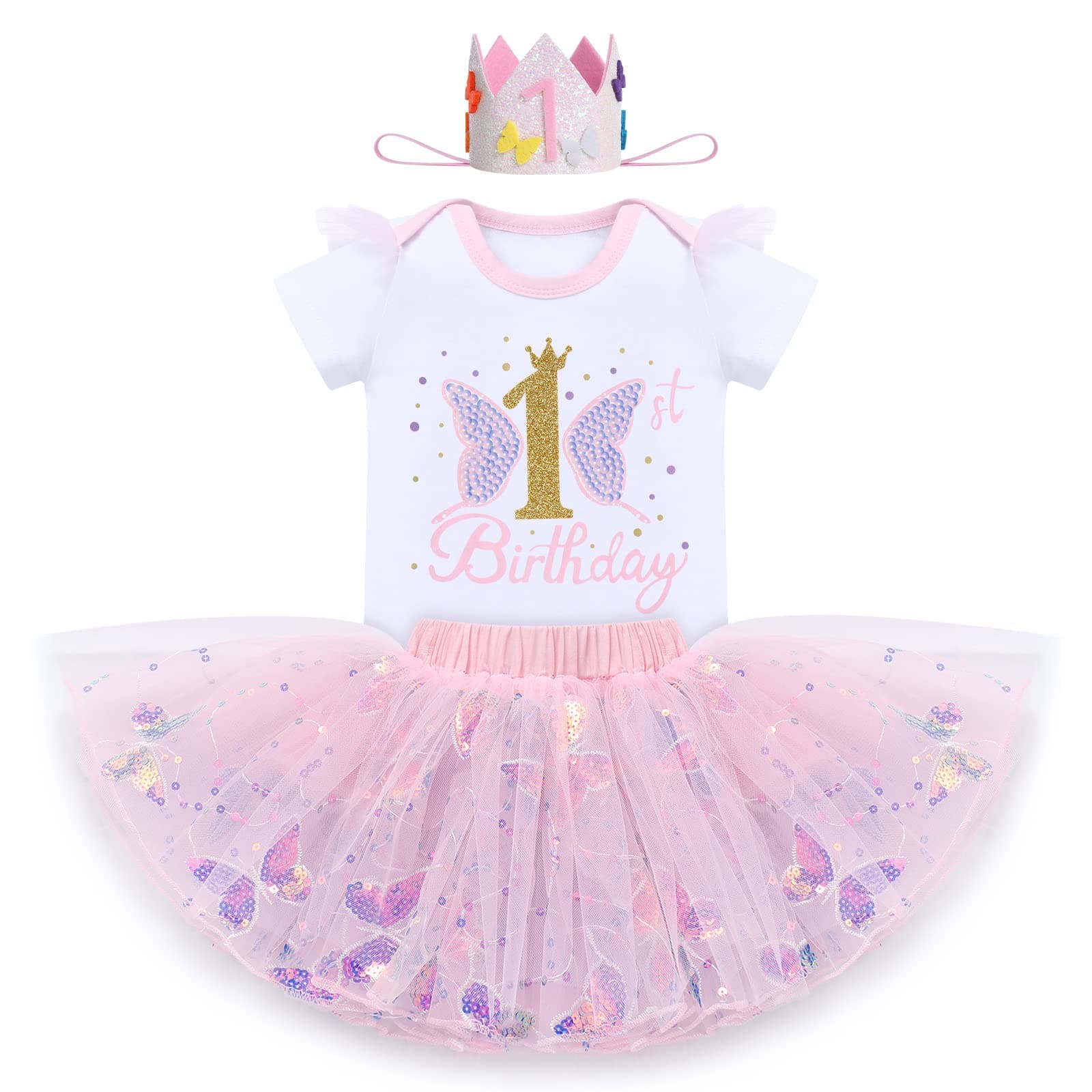 IDOPIP Butterfly 1st Birthday Tutu Outfit & Accessories Costco