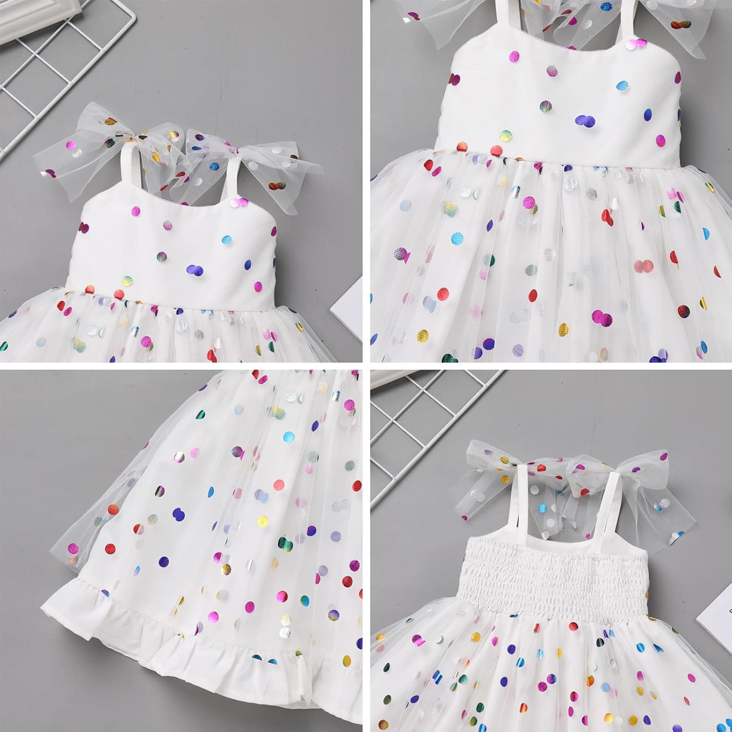 Toddler Kids Girl Confetti Birthday Dress Shiny Party Princess Dresses Cake Smash Photo Shoot Outfit 1-6T