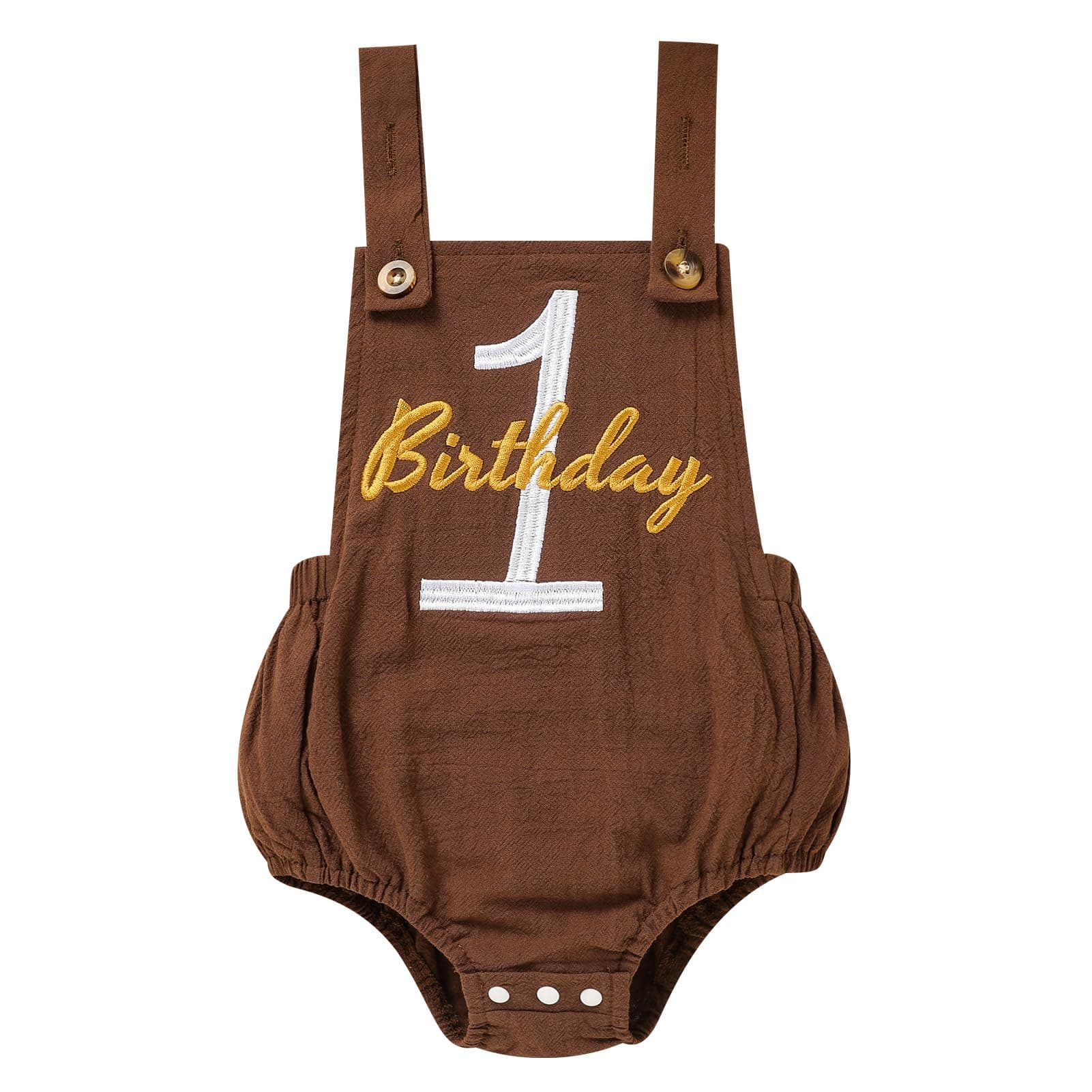 Solid Color 1st Birthday Romper for Baby Boys and Girls