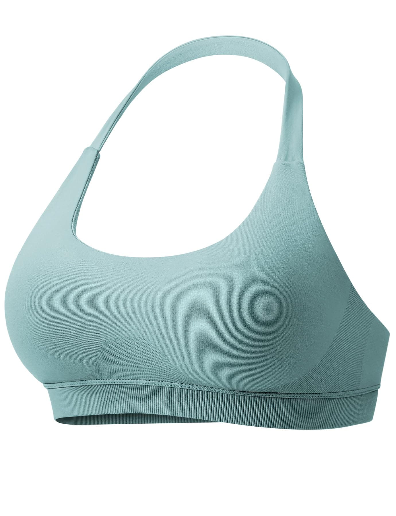 VOYJOY Women's Low Support Halter Workout Bra Seams-Free Yoga Crop Top