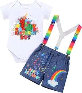 Toddler Boys Melon Birthday Outfit Romper Top + Jeans Shorts + Suspenders Cake Smash Photo Shoot Summer Clothes 1-5T
