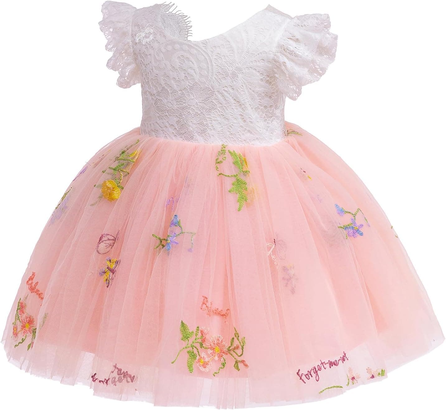 Toddler Baby Girl Boho Wedding Dress Princess Lace Backless Butterfly Birthday Dresses Cake Smash Photo Shoot